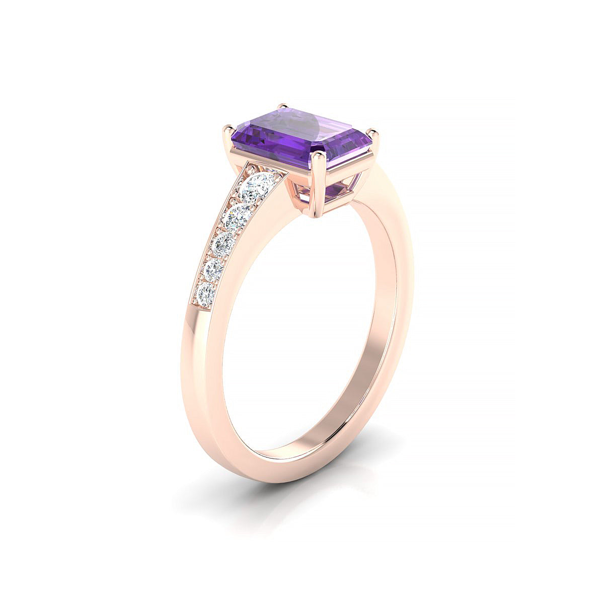 Prosperity | 18k Rose Gold 8 x 6 mm Emerald Amethyst Ring