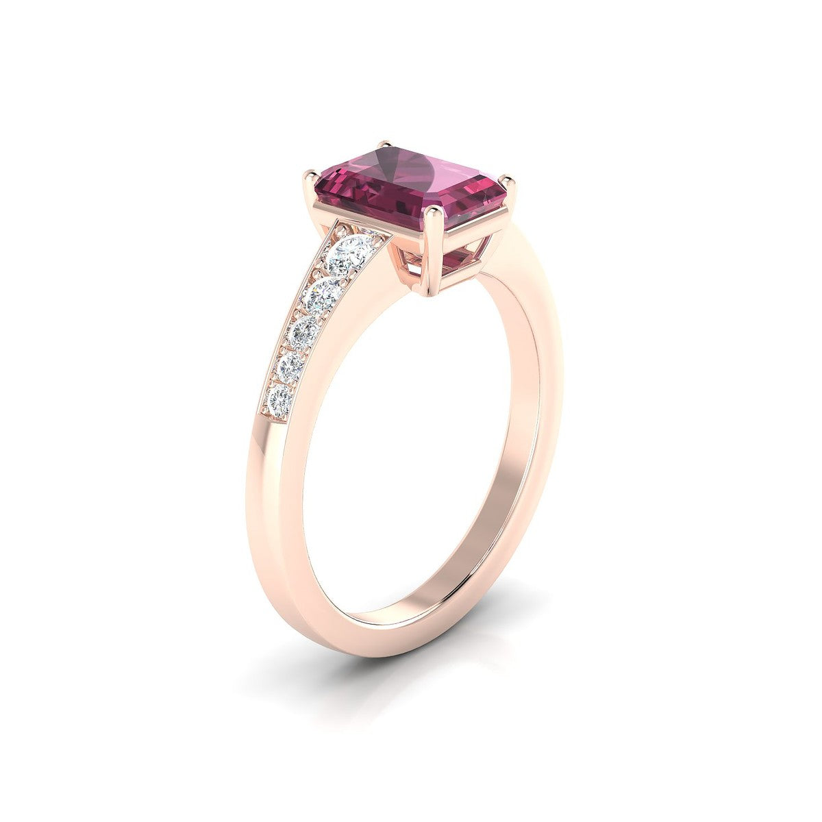 Prosperity | 18k Rose Gold 8 x 6 mm Emerald Rhodolite Ring