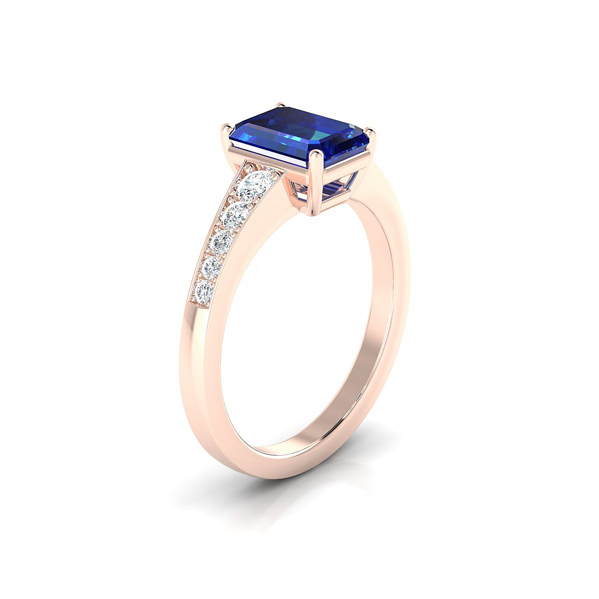 Prosperity | 18k Rose Gold 8 x 6 mm Emerald Sapphire Ring