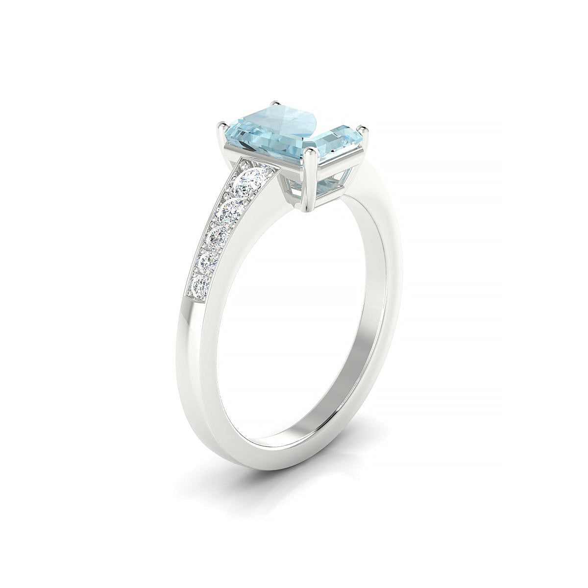 Prosperity | 18k White Gold 8 x 6 mm Emerald Aquamarine Ring
