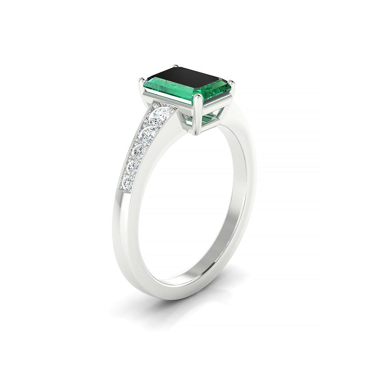 Prosperity | 18k White Gold 8 x 6 mm Emerald Emerald Ring