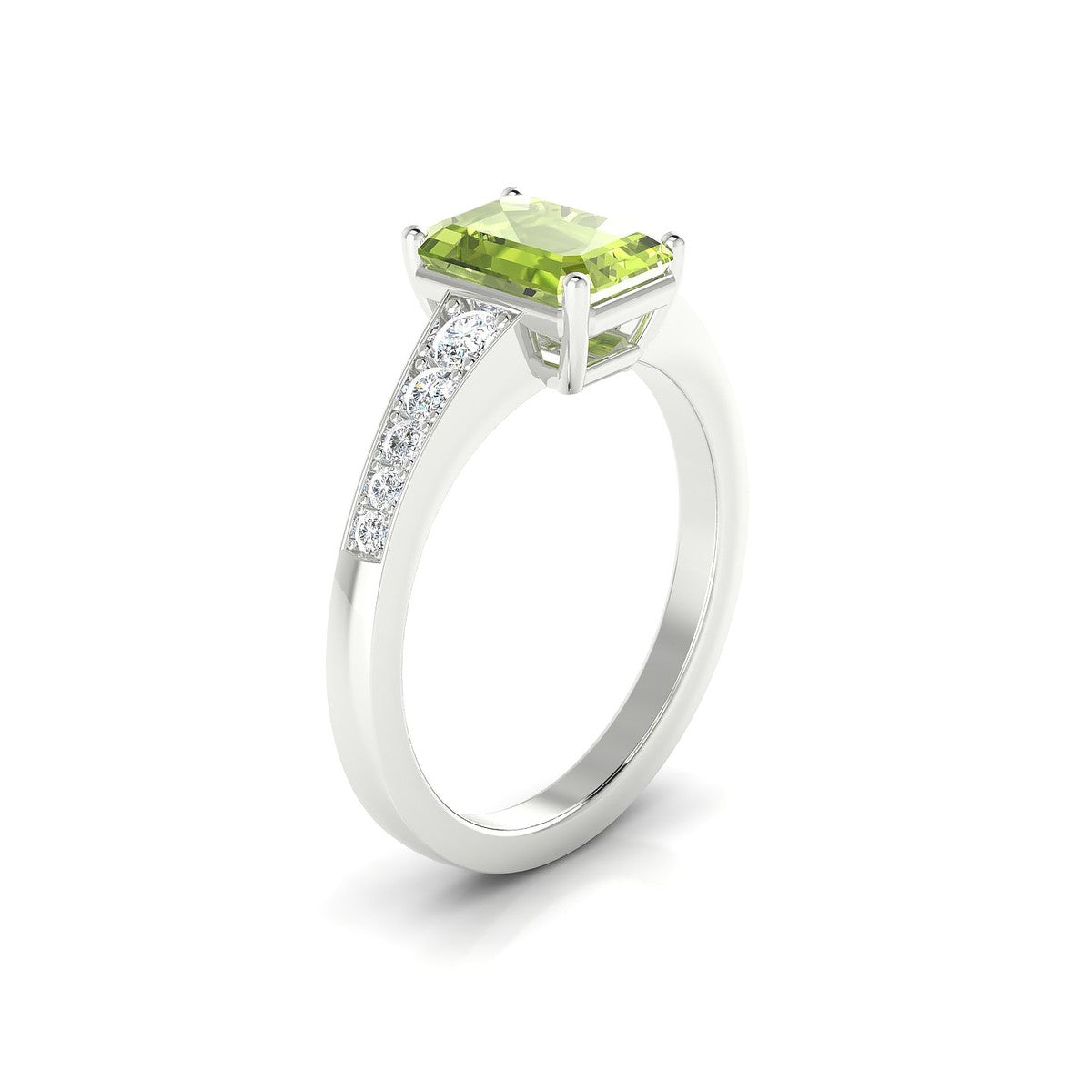 Prosperity | 18k White Gold 8 x 6 mm Emerald Peridot Ring