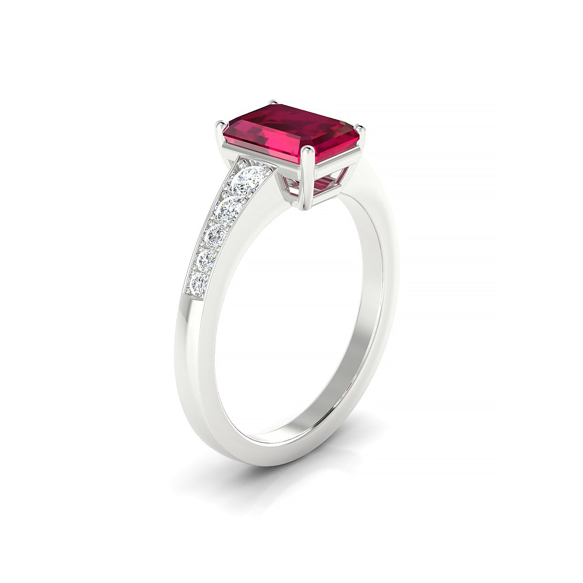 Prosperity | 18k White Gold 8 x 6 mm Emerald Ruby Ring