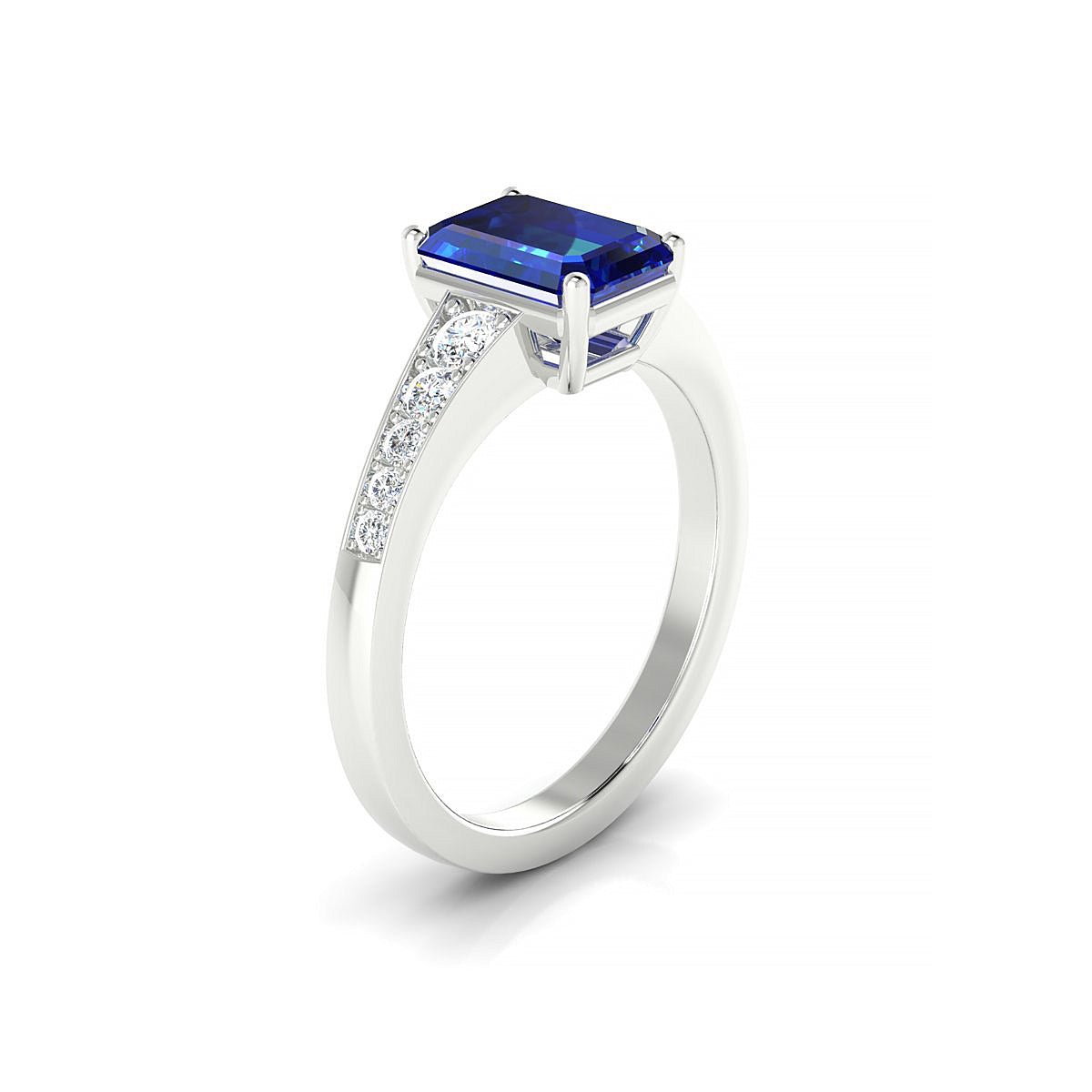 Prosperity | 18k White Gold 8 x 6 mm Emerald Sapphire Ring