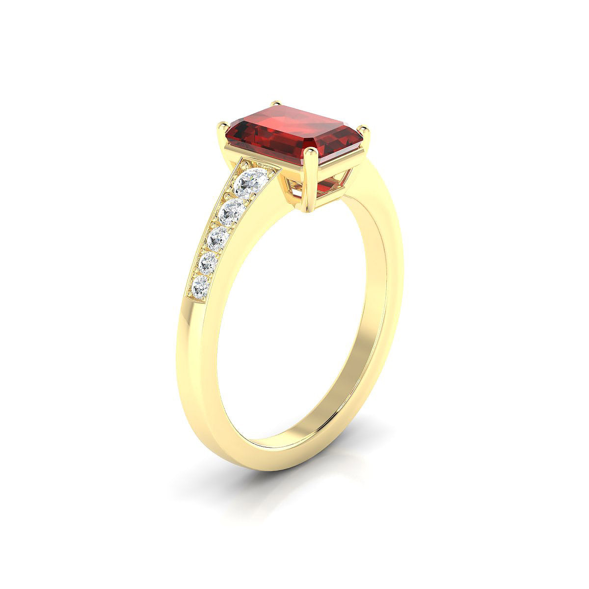 Prosperity | 18k Yellow Gold 8 x 6 mm Emerald Garnet Ring