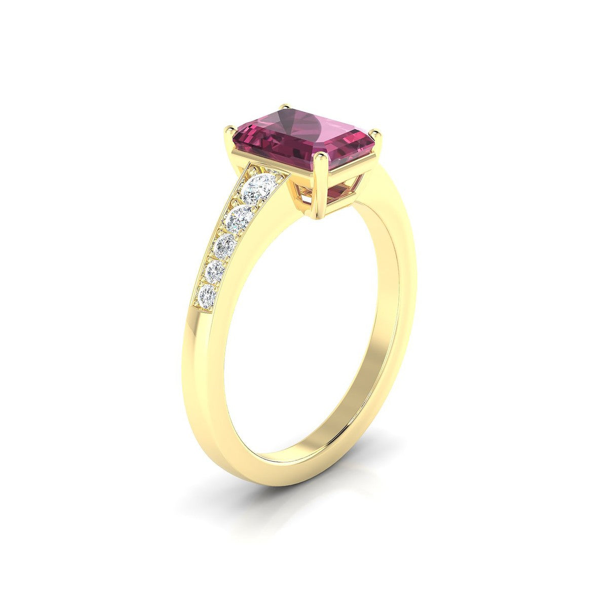 Prosperity | 18k Yellow Gold 8 x 6 mm Emerald Rhodolite Ring