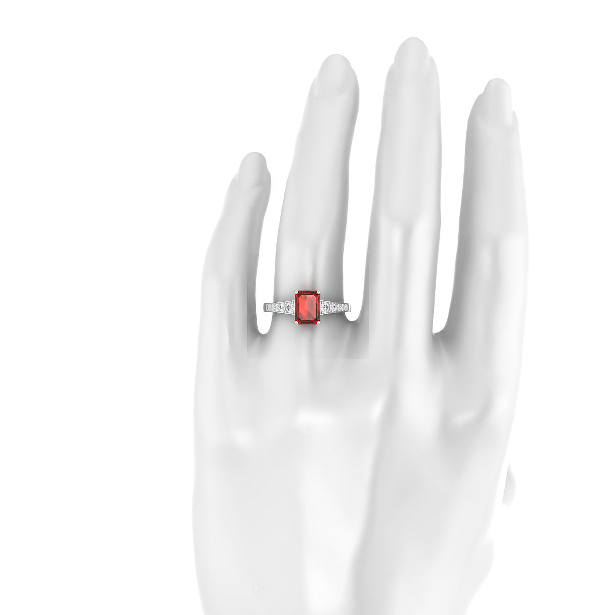 Prosperity | 18k White Gold 8 x 6 mm Emerald Garnet Ring