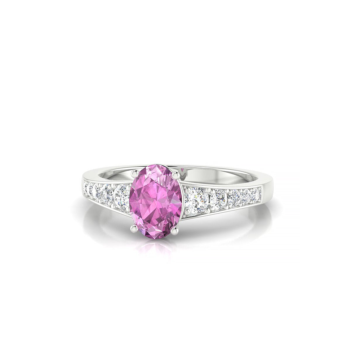 Prosperity | 18k White Gold 7 x 5 mm Oval Pink Sapphire Ring