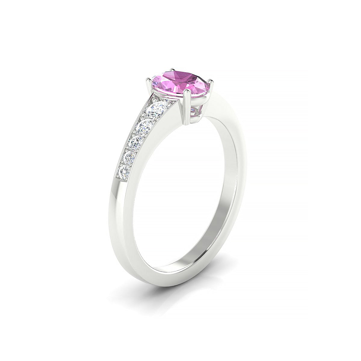 Prosperity | 18k White Gold 7 x 5 mm Oval Pink Sapphire Ring