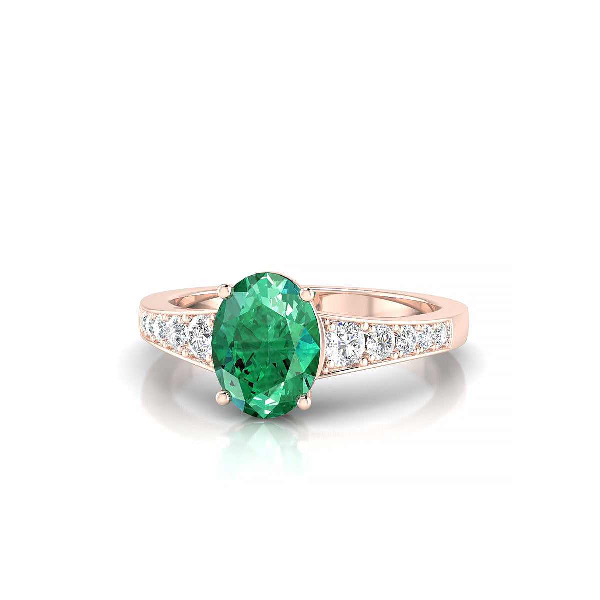 Prosperity | 18k Rose Gold 8 x 6 mm Oval Emerald Ring