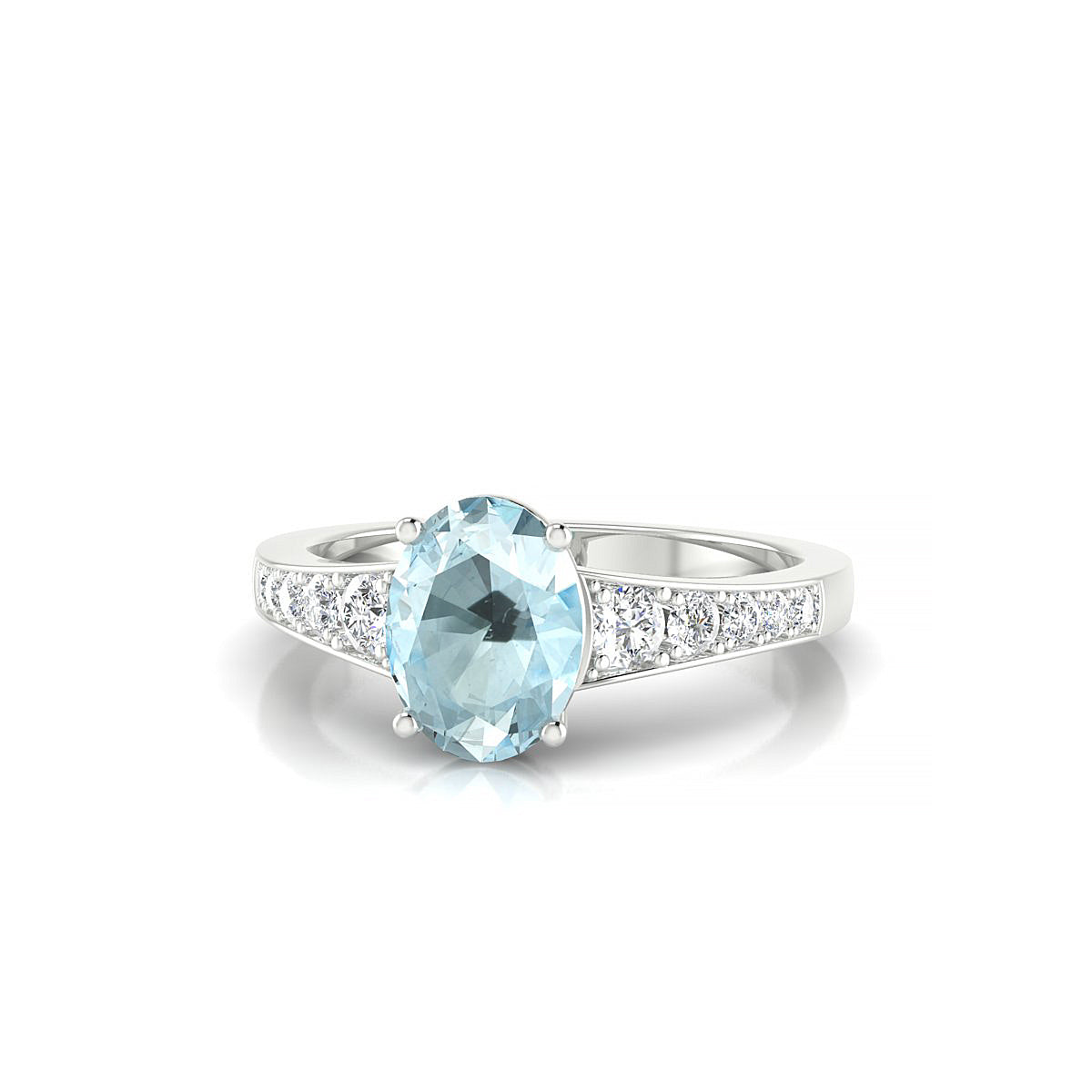 Prosperity | 18k White Gold 8 x 6 mm Oval Aquamarine Ring