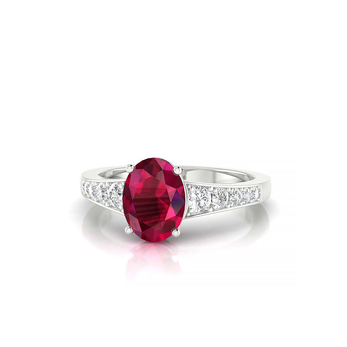 Prosperity | 18k White Gold 8 x 6 mm Oval Ruby Ring