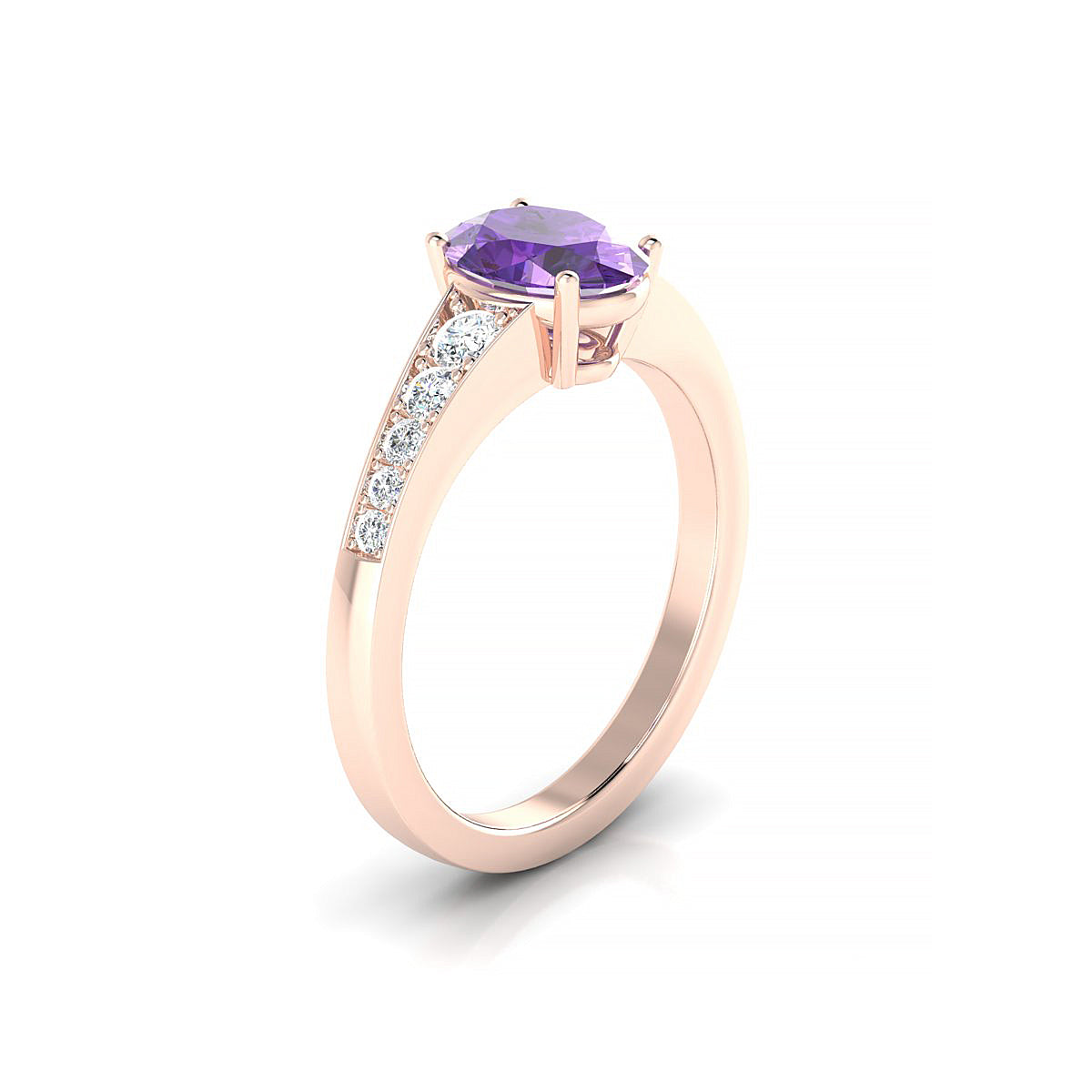 Prosperity | 18k Rose Gold 8 x 6 mm Oval Amethyst Ring