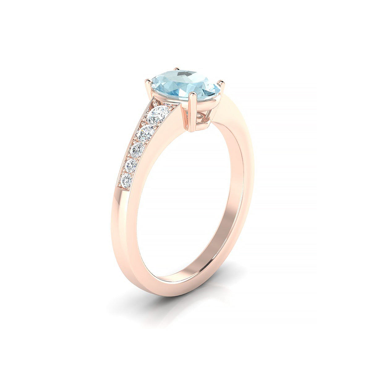 Prosperity | 18k Rose Gold 8 x 6 mm Oval Aquamarine Ring