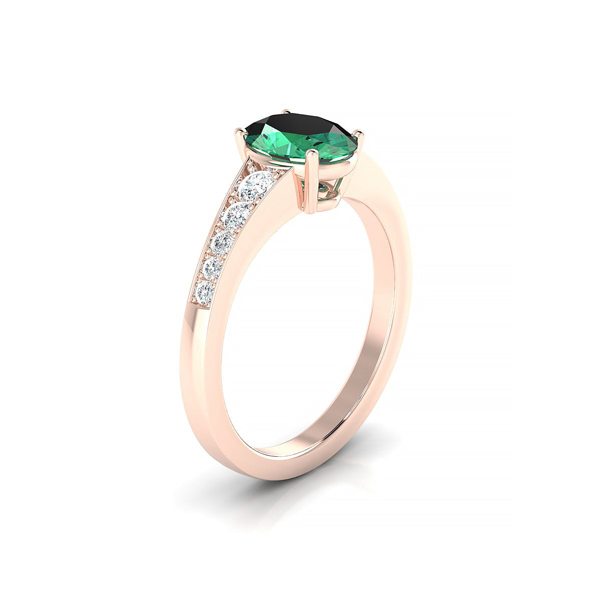 Prosperity | 18k Rose Gold 8 x 6 mm Oval Emerald Ring