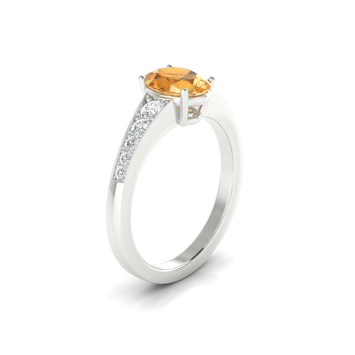 Prosperity | 18k White Gold 8 x 6 mm Oval Citrine Ring