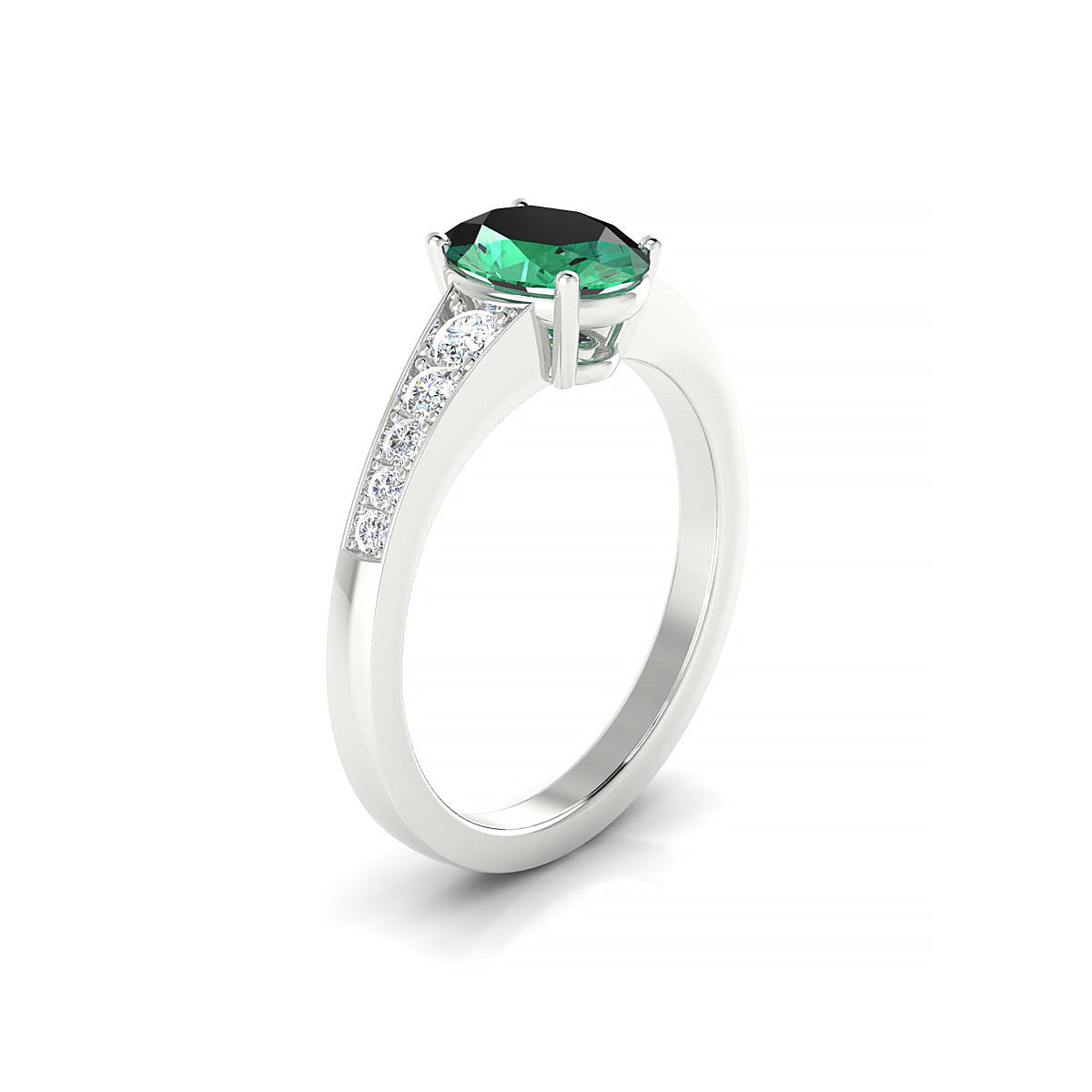 Prosperity | 18k White Gold 8 x 6 mm Oval Emerald Ring