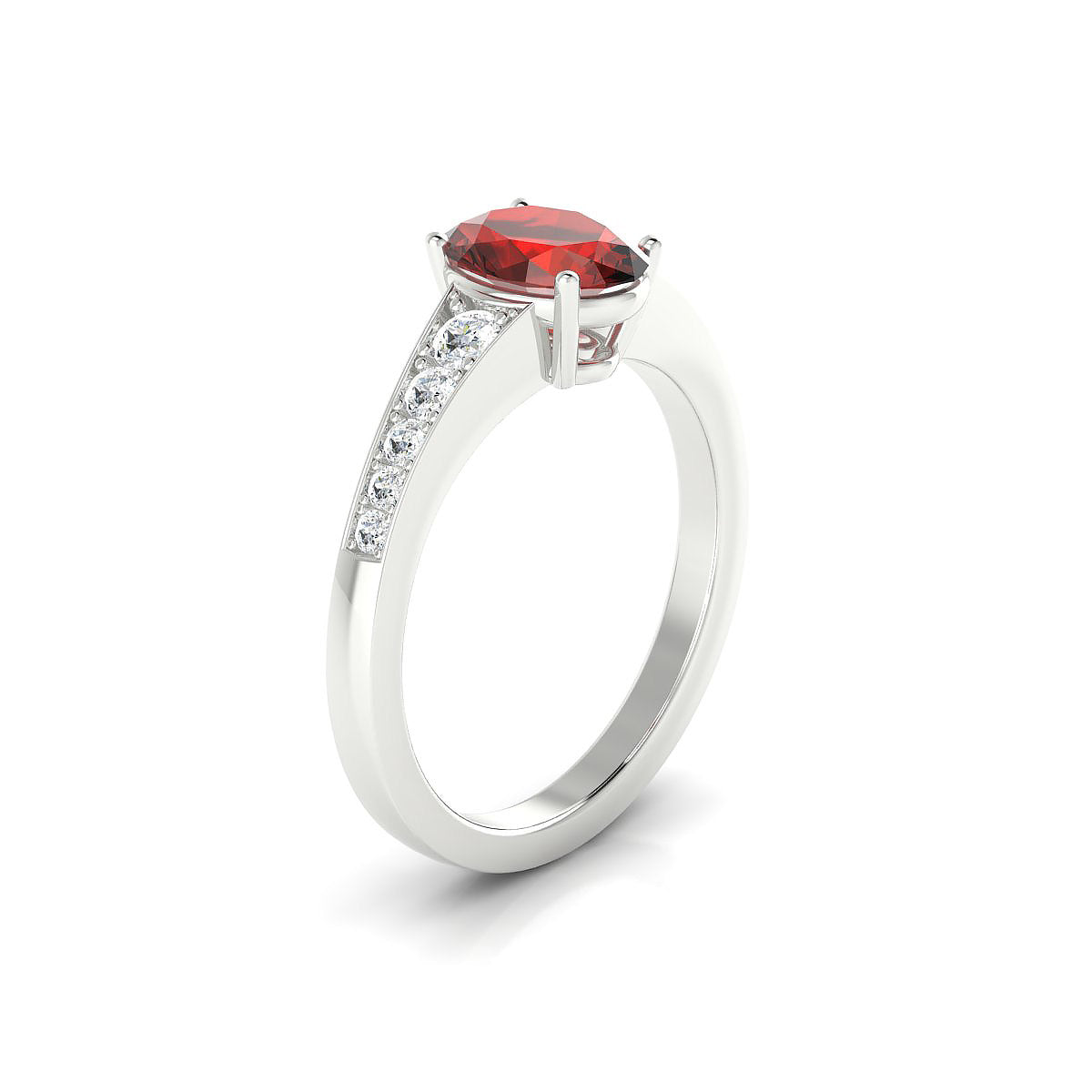 Prosperity | 18k White Gold 8 x 6 mm Oval Garnet Ring