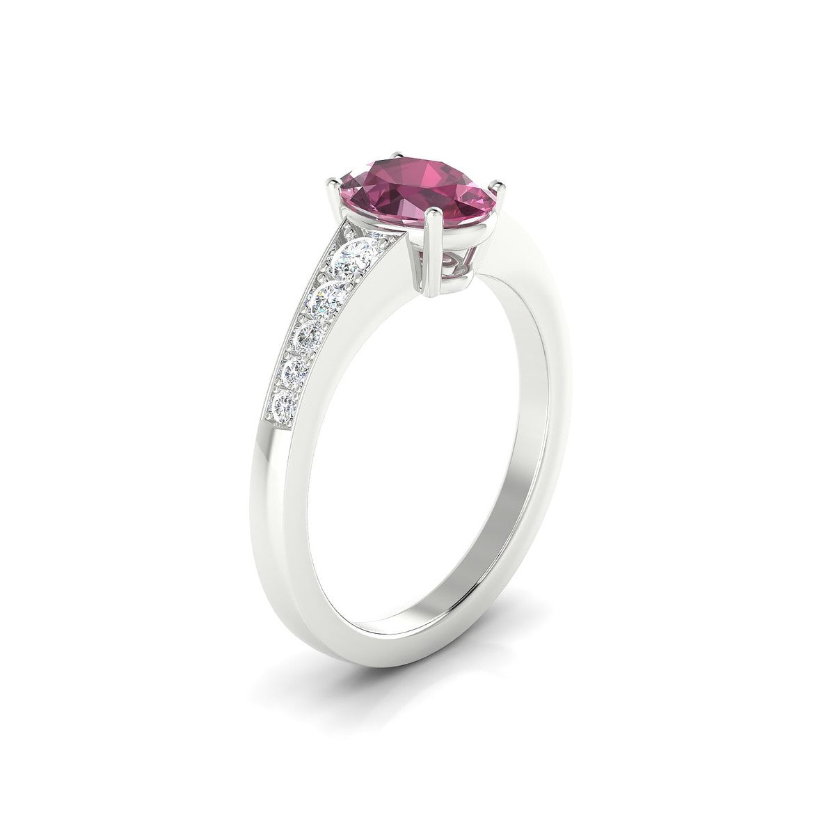 Prosperity | 18k White Gold 8 x 6 mm Oval Rhodolite Ring