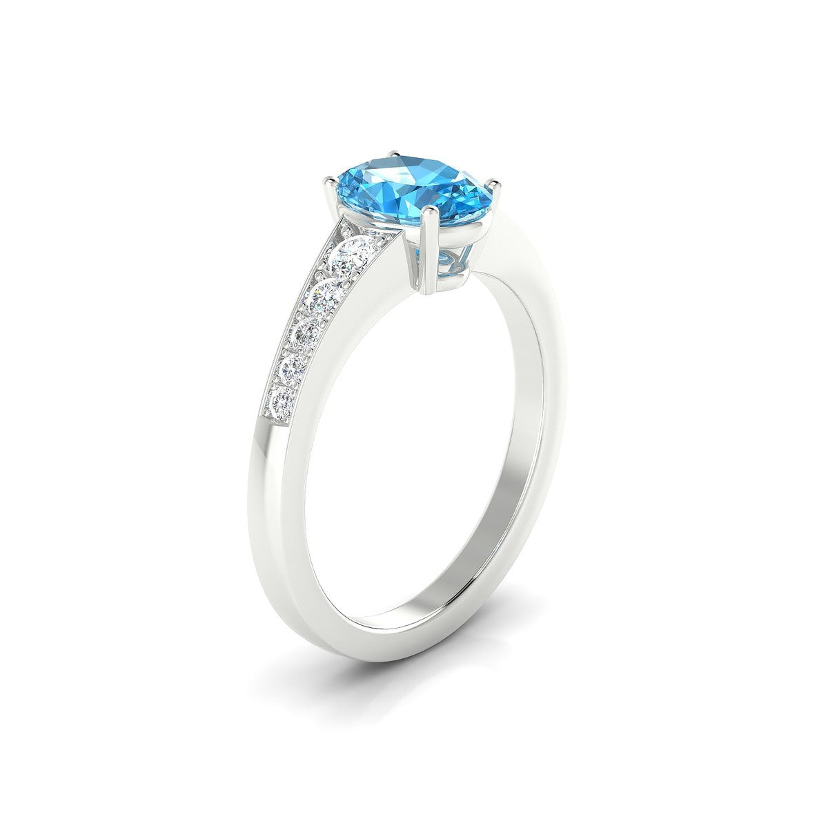 Prosperity | 18k White Gold 8 x 6 mm Oval Topaz Ring