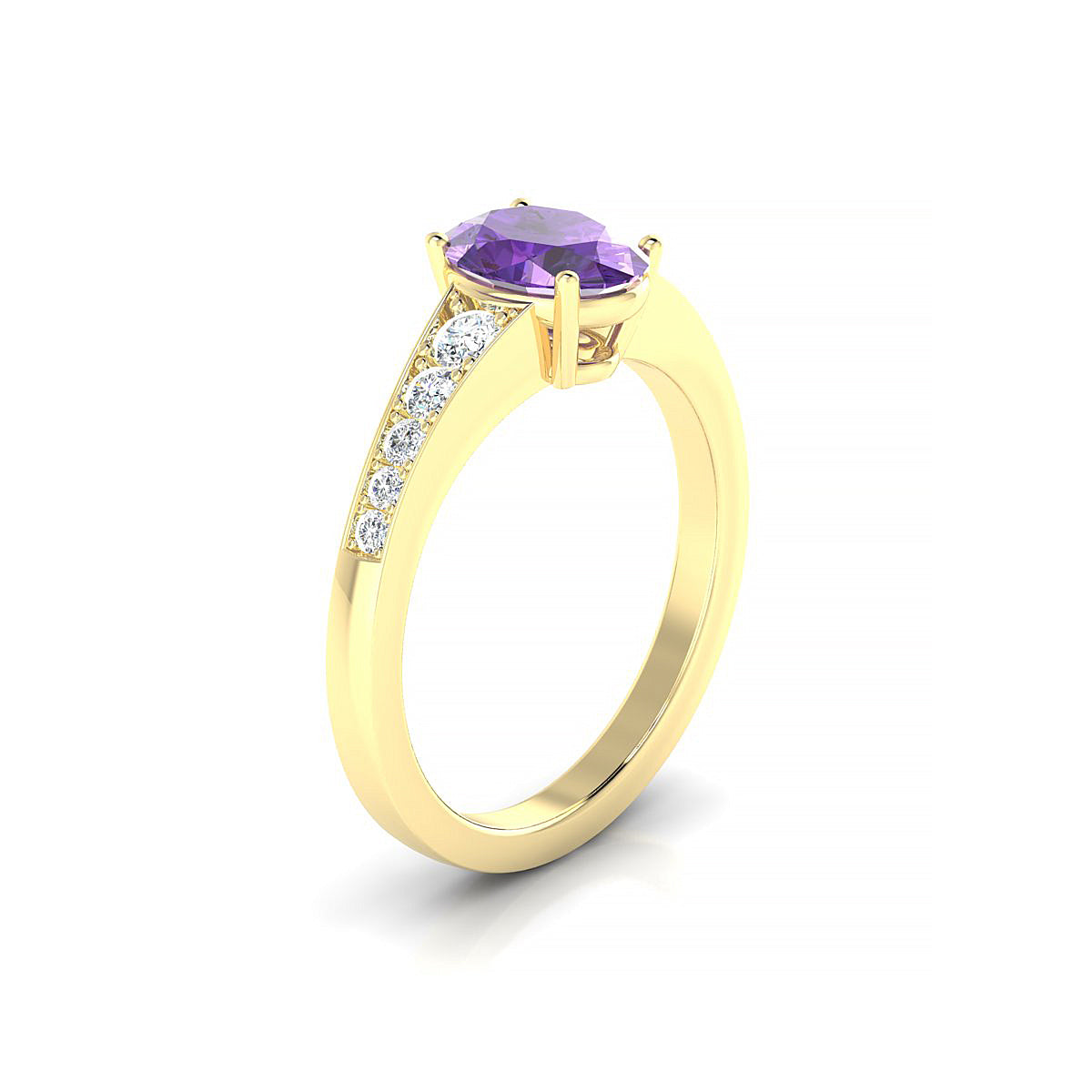 Prosperity | 18k Yellow Gold 8 x 6 mm Oval Amethyst Ring