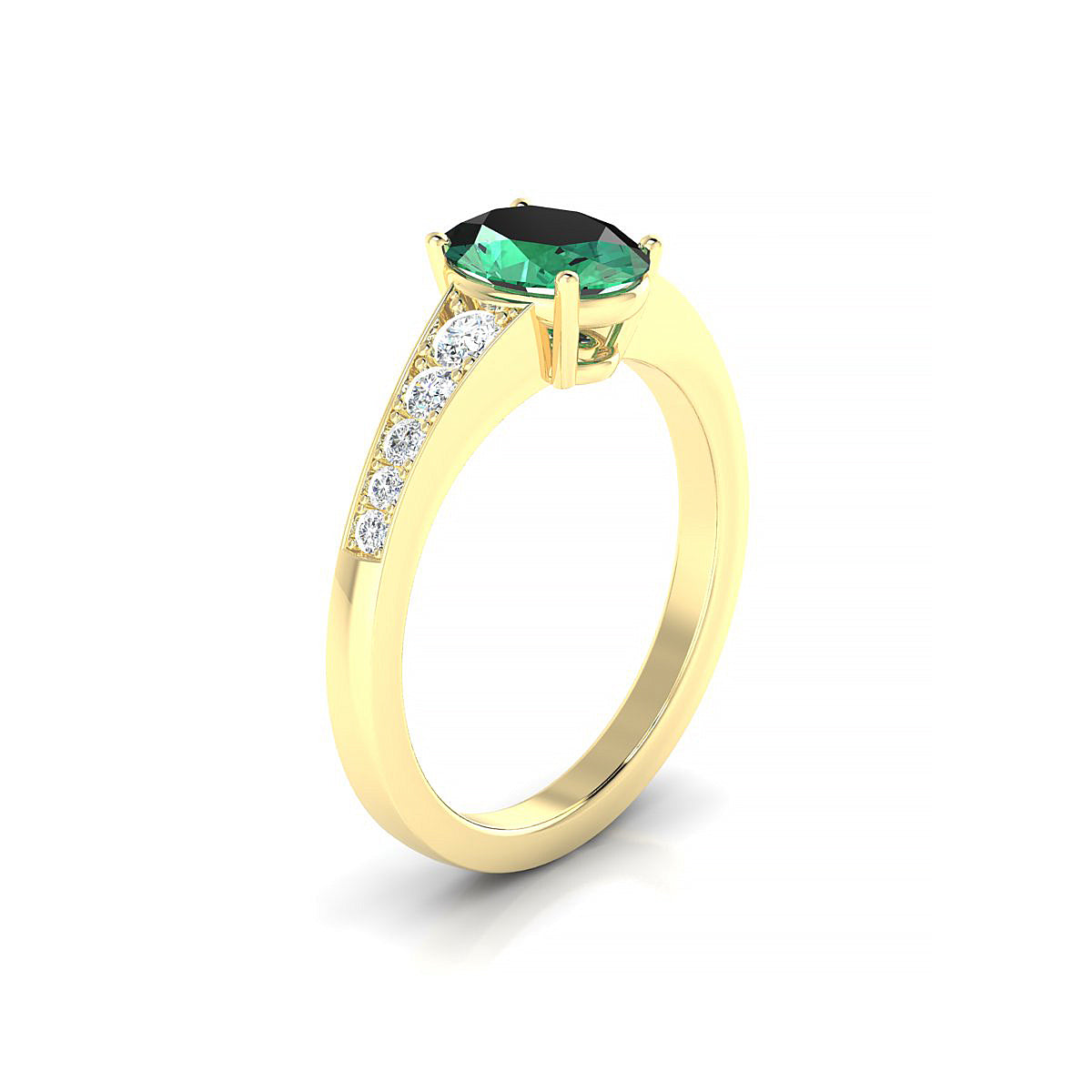 Prosperity | 18k Yellow Gold 8 x 6 mm Oval Emerald Ring