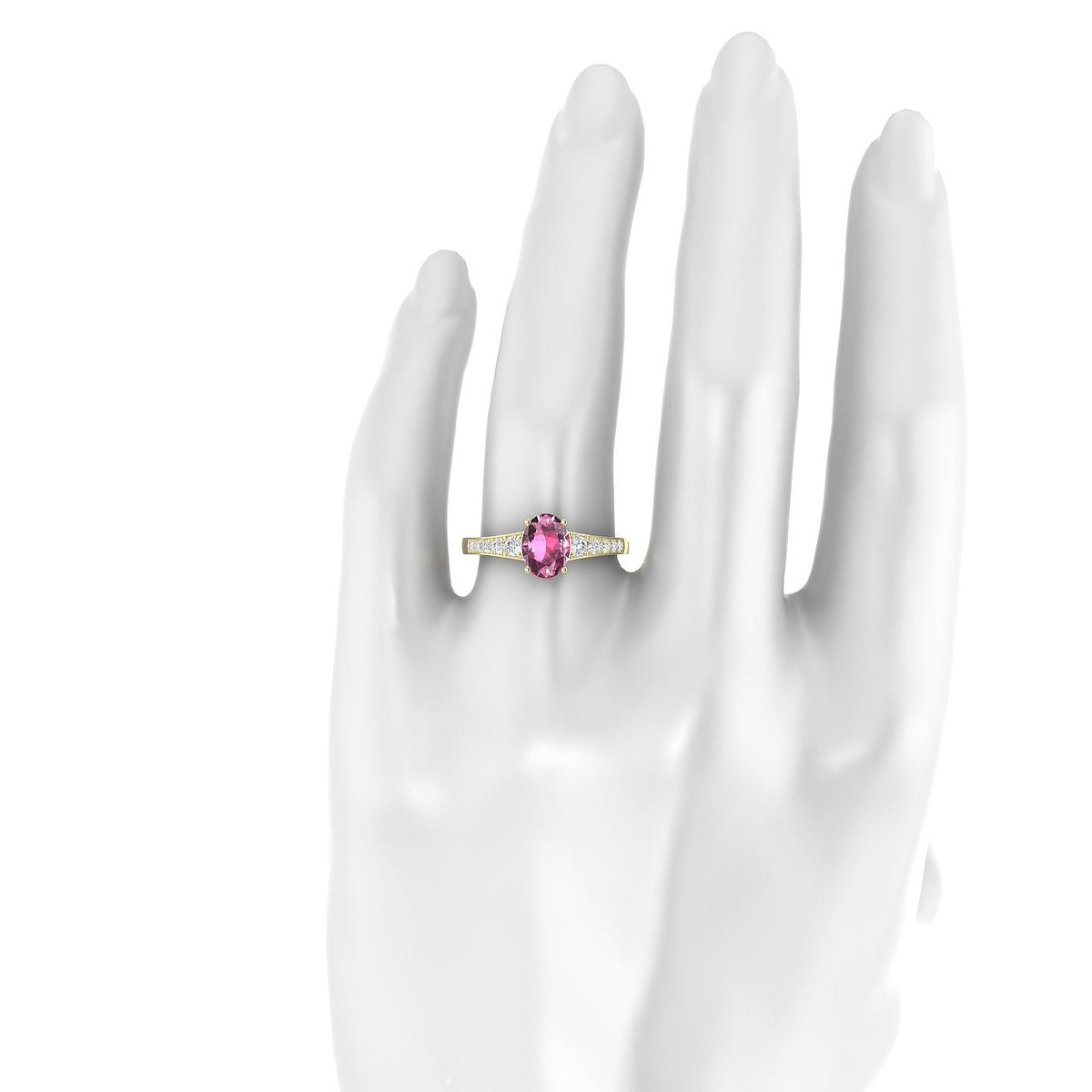 Prosperity | 18k Yellow Gold 8 x 6 mm Oval Rhodolite Ring