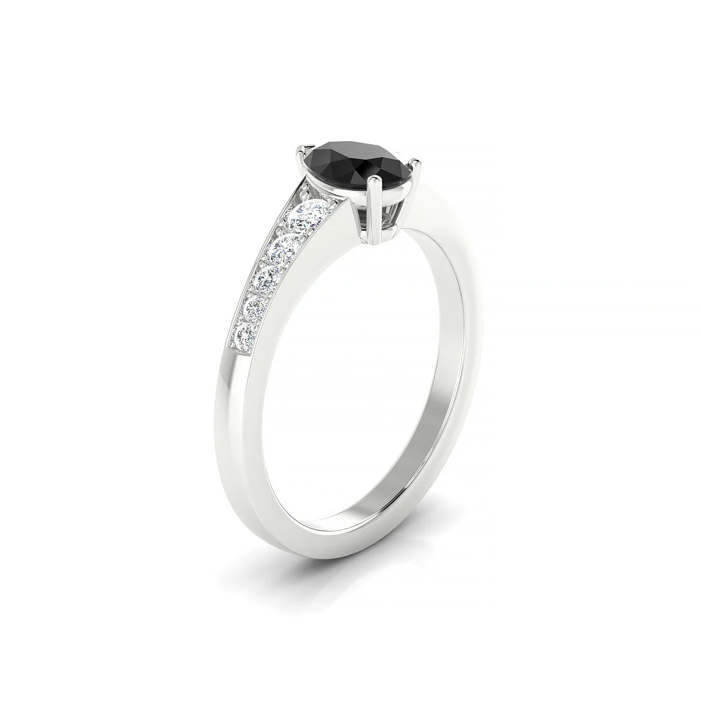 Prosperity | 18k White Gold 7 x 5 mm Pear Black Diamond Ring