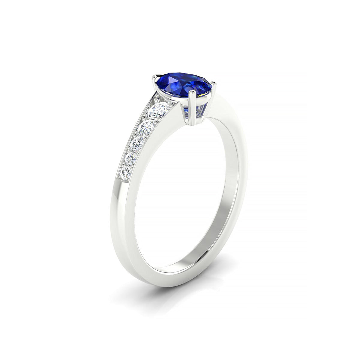 Prosperity | 18k White Gold 7 x 5 mm Pear Sapphire Ring