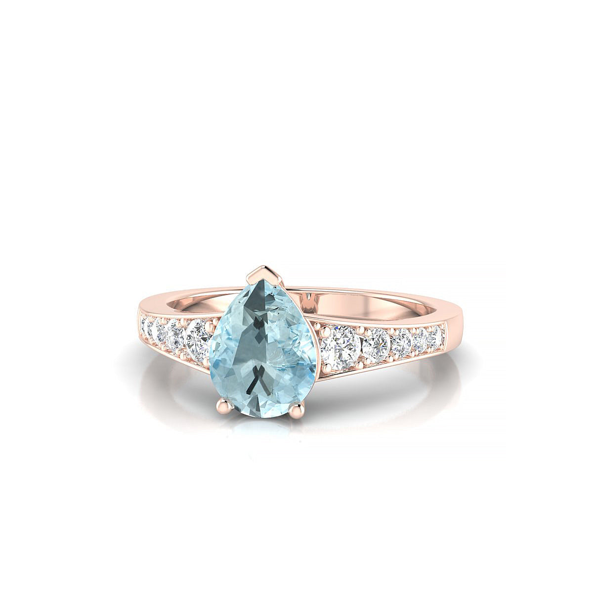 Prosperity | 18k Rose Gold 8 x 6 mm Pear Aquamarine Ring