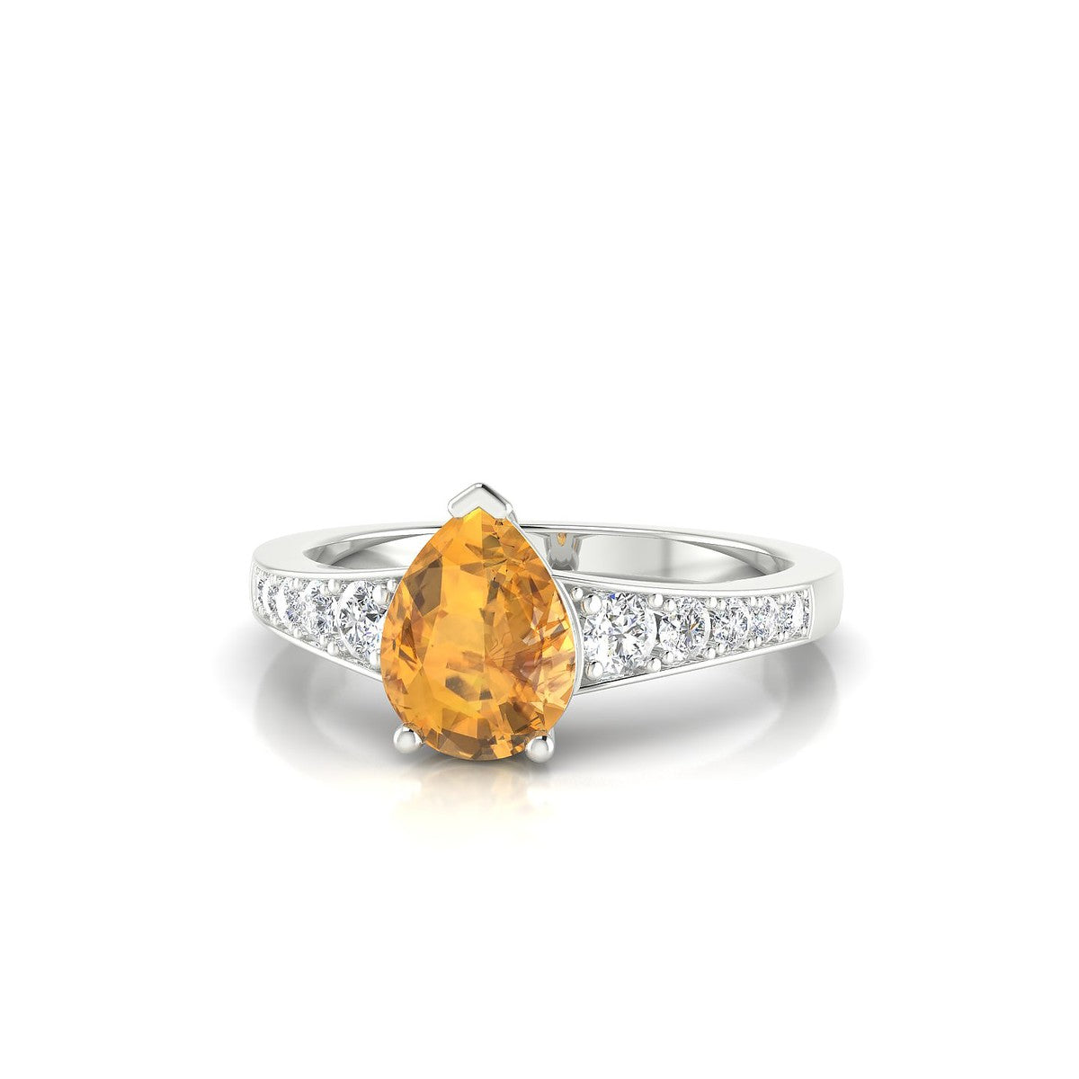 Prosperity | 18k White Gold 8 x 6 mm Pear Citrine Ring