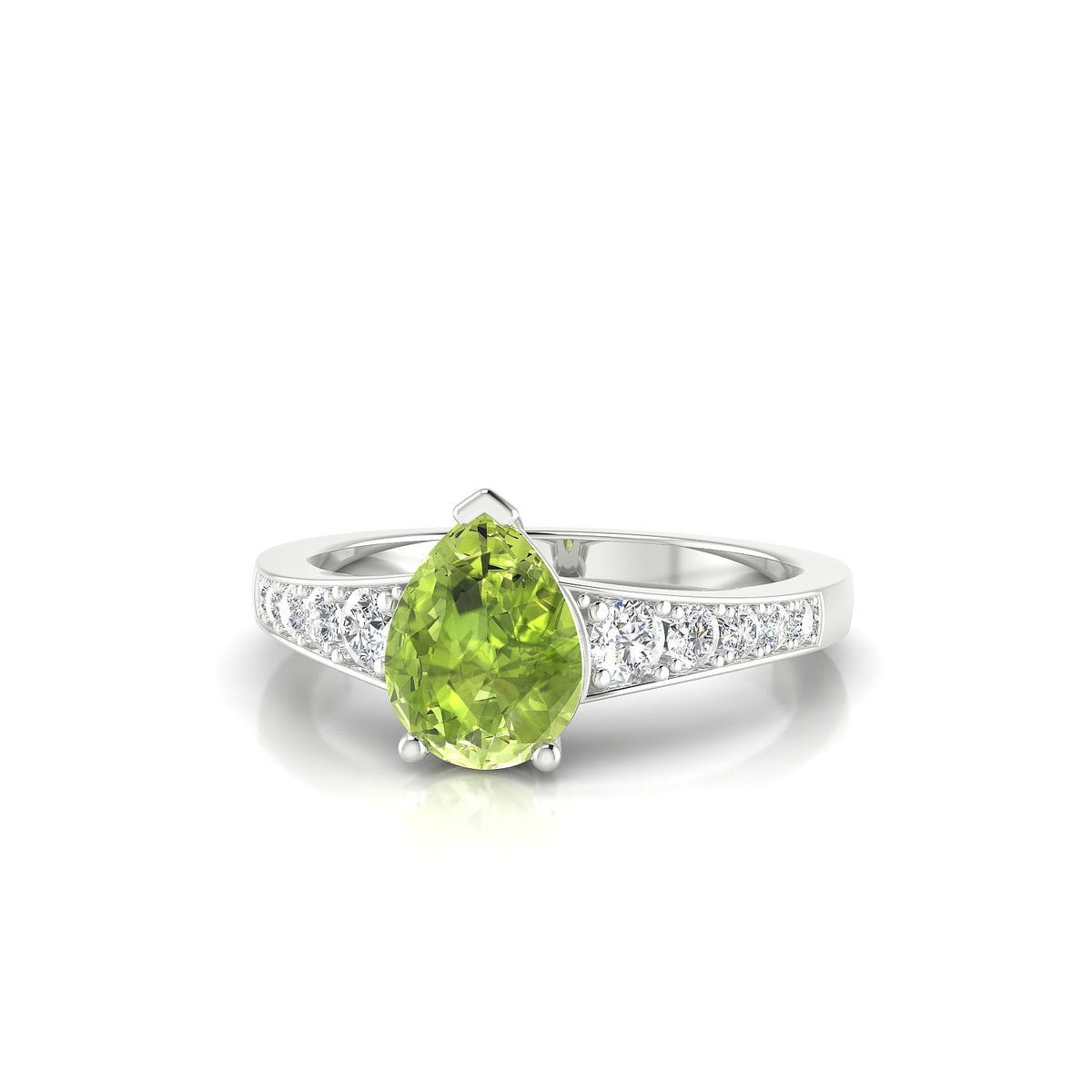 Prosperity | 18k White Gold 8 x 6 mm Pear Peridot Ring