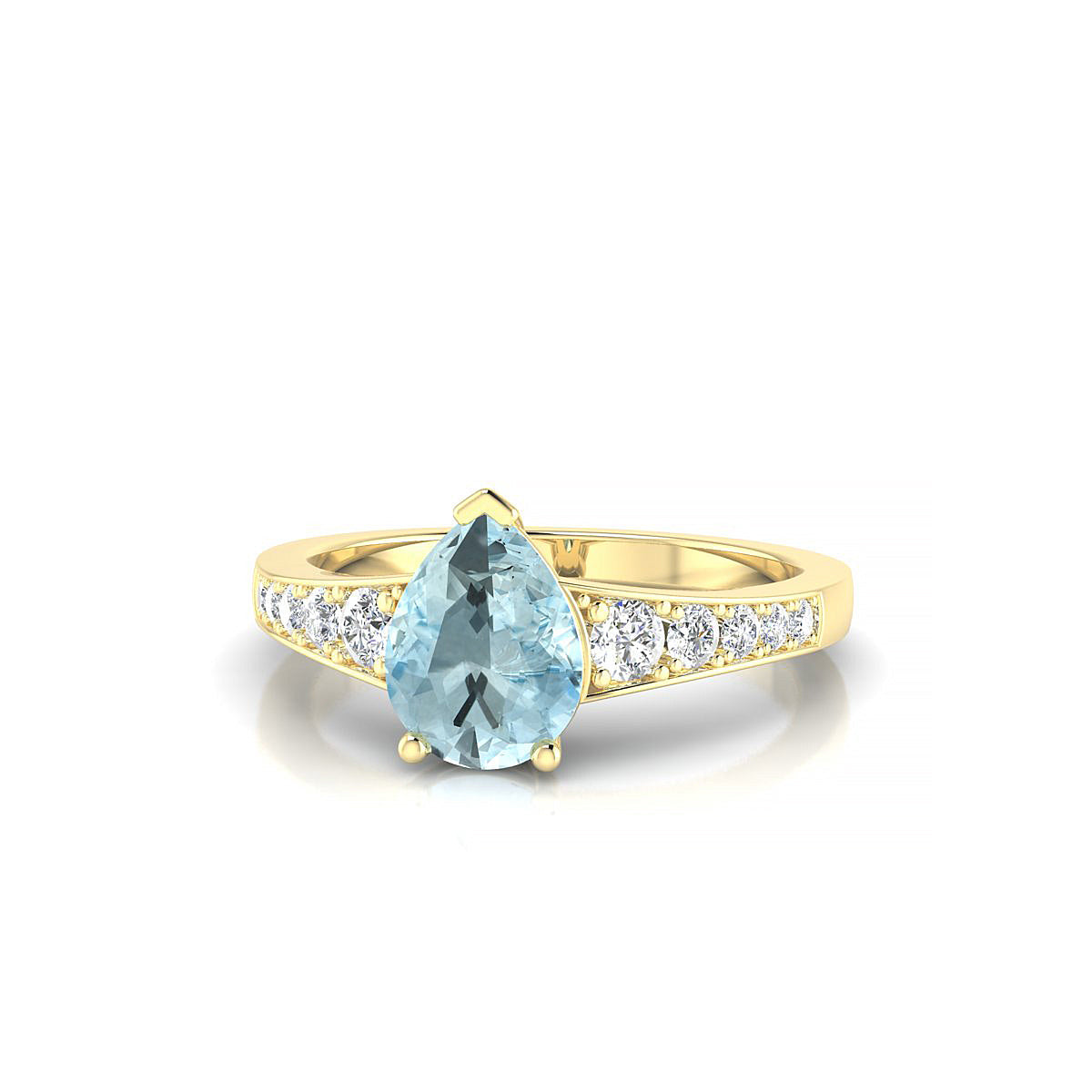 Prosperity | 18k Yellow Gold 8 x 6 mm Pear Aquamarine Ring