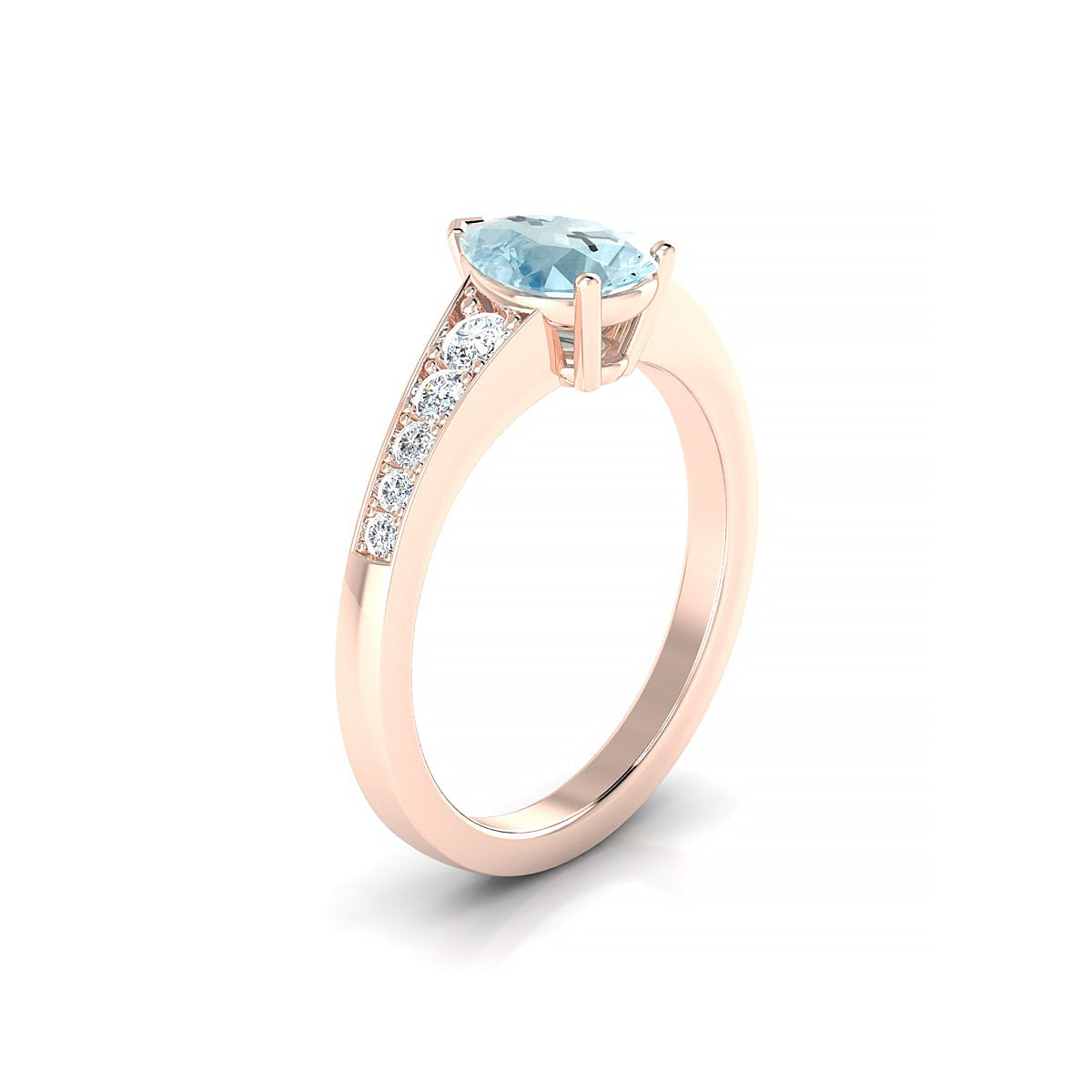 Prosperity | 18k Rose Gold 8 x 6 mm Pear Aquamarine Ring