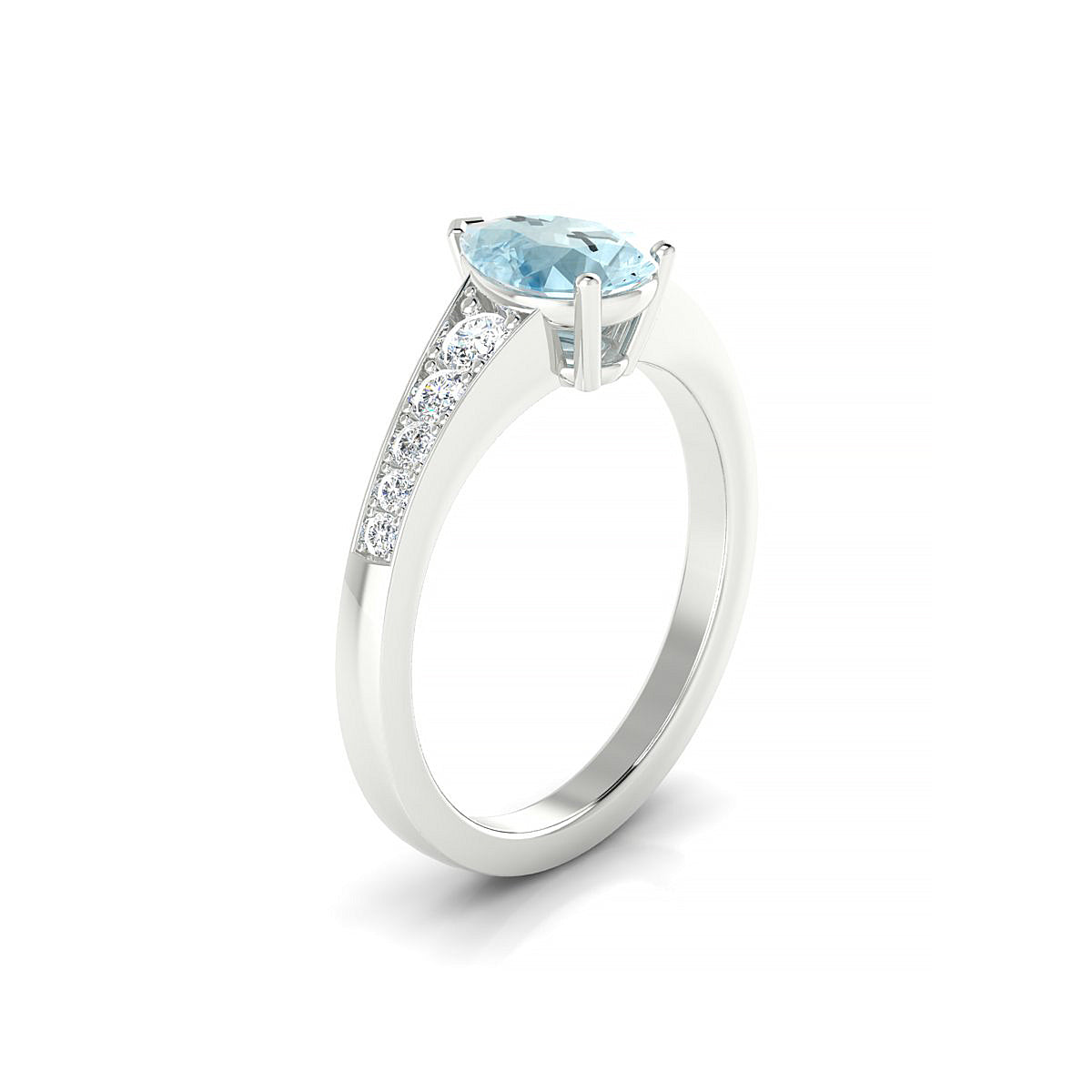Prosperity | 18k White Gold 8 x 6 mm Pear Aquamarine Ring