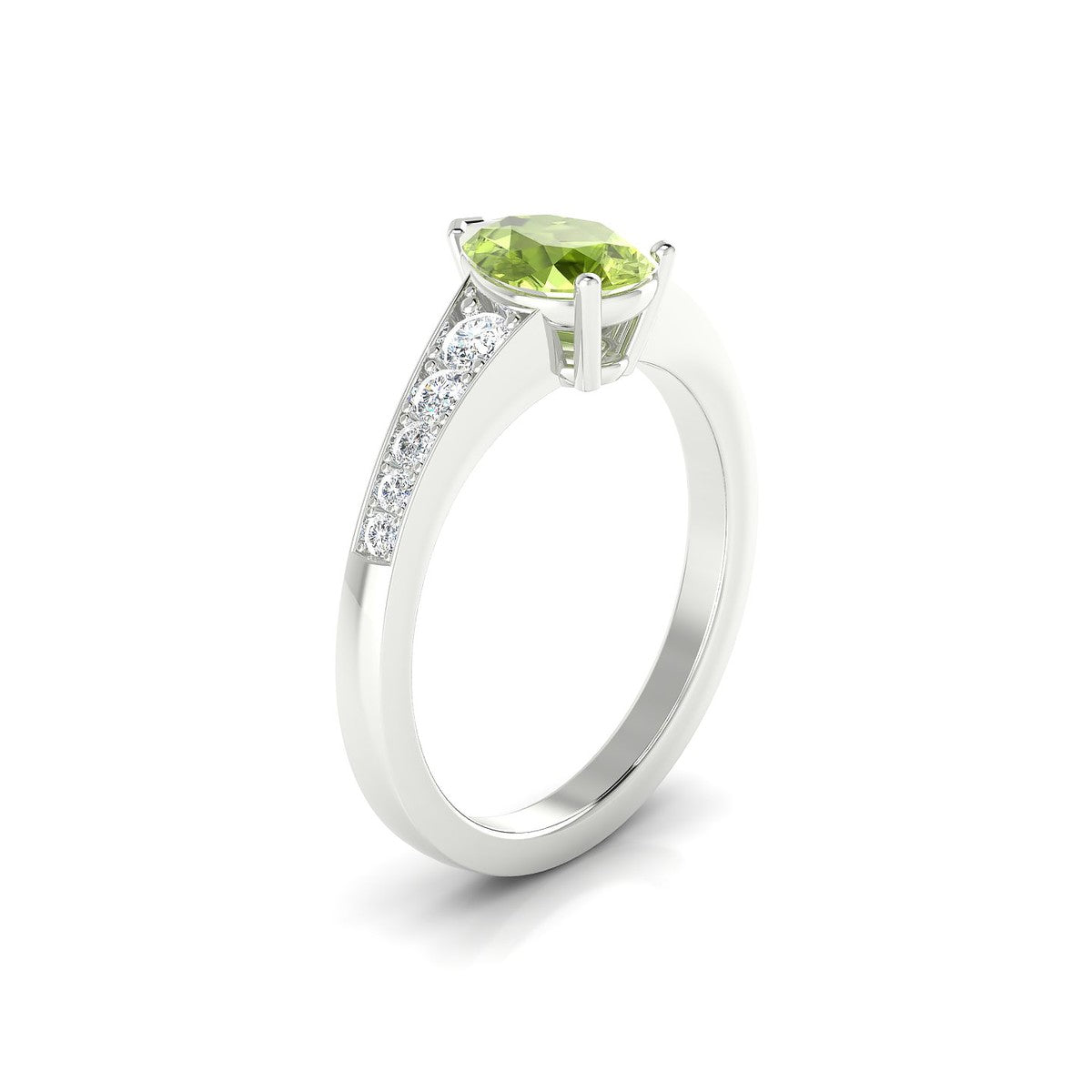 Prosperity | 18k White Gold 8 x 6 mm Pear Peridot Ring