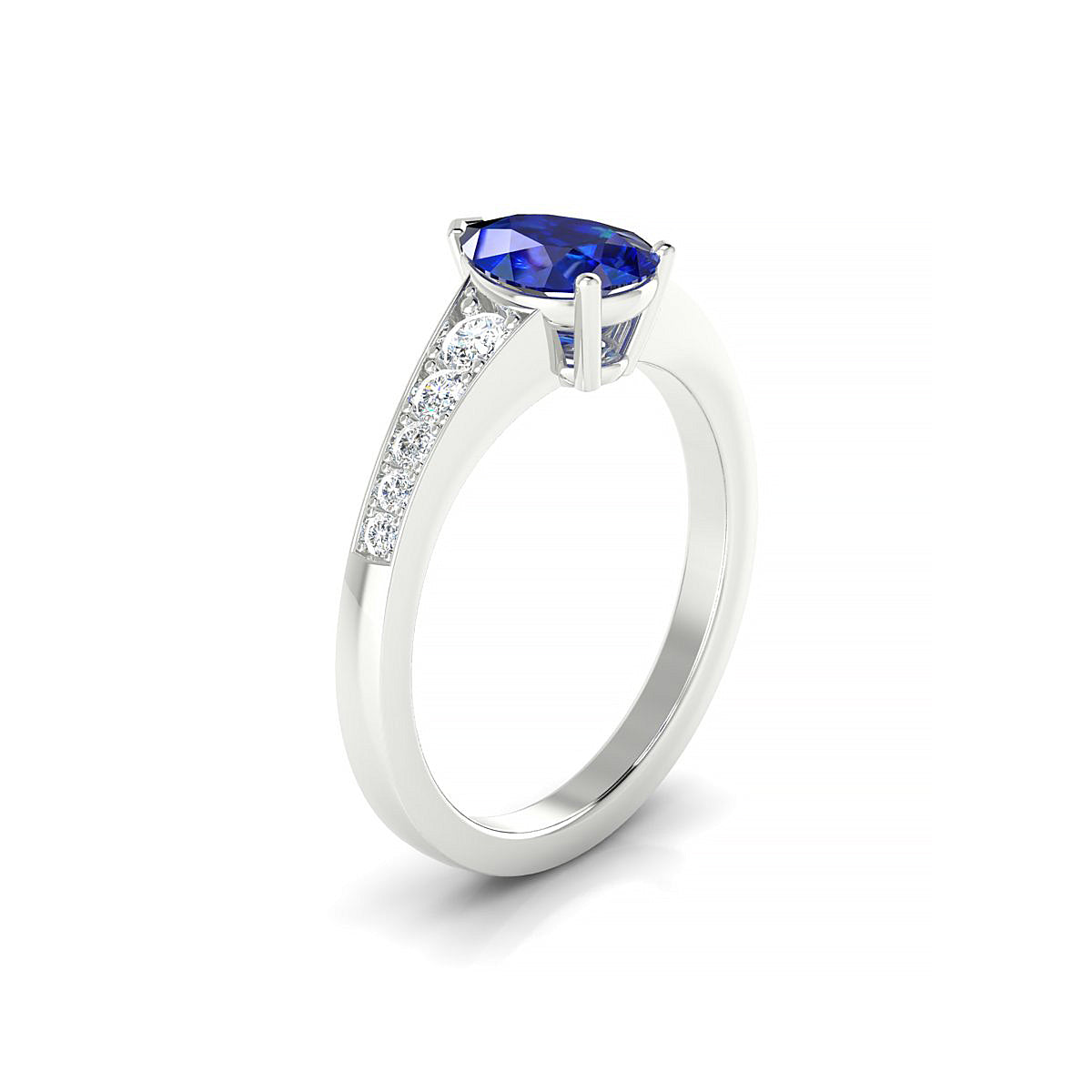 Prosperity | 18k White Gold 8 x 6 mm Pear Sapphire Ring