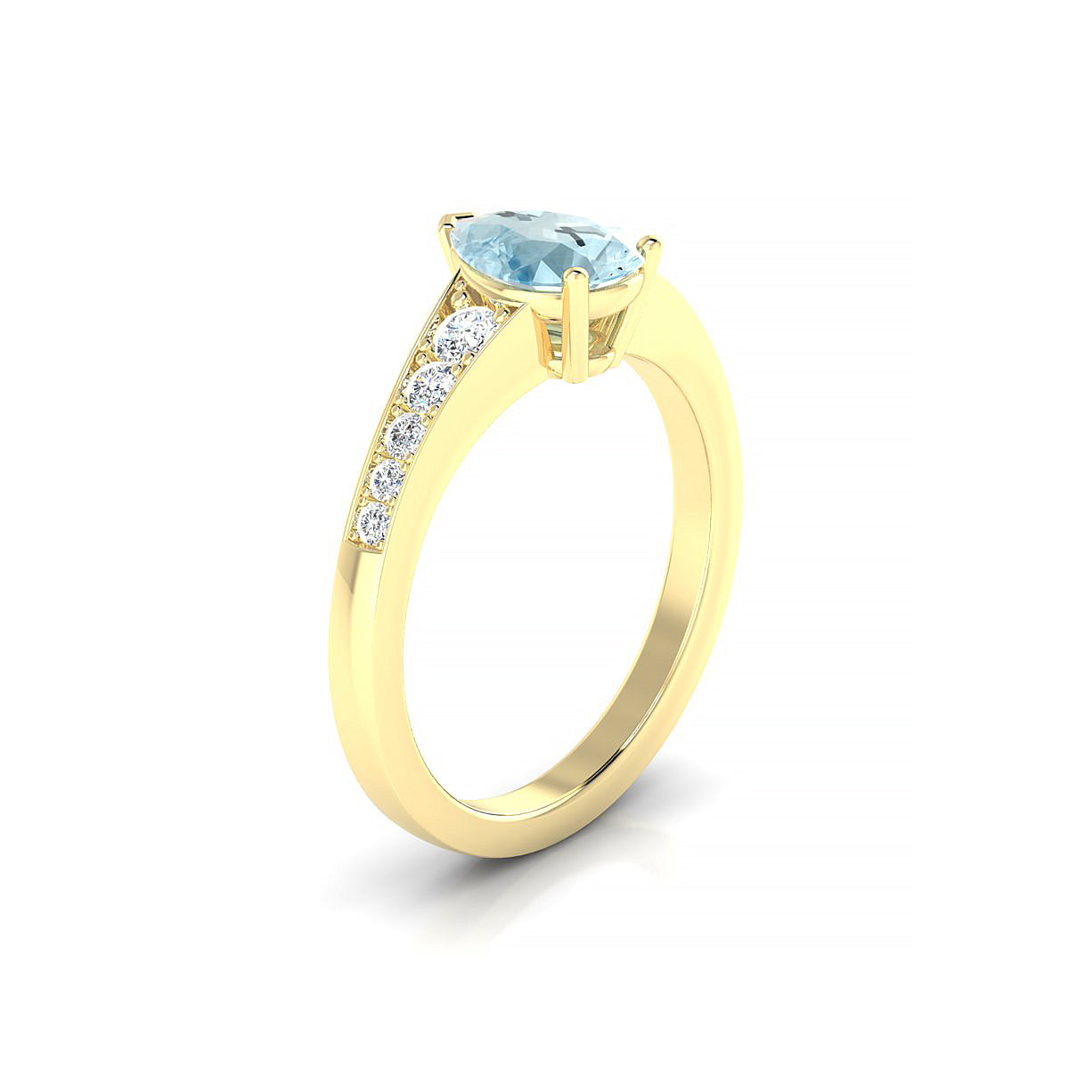 Prosperity | 18k Yellow Gold 8 x 6 mm Pear Aquamarine Ring