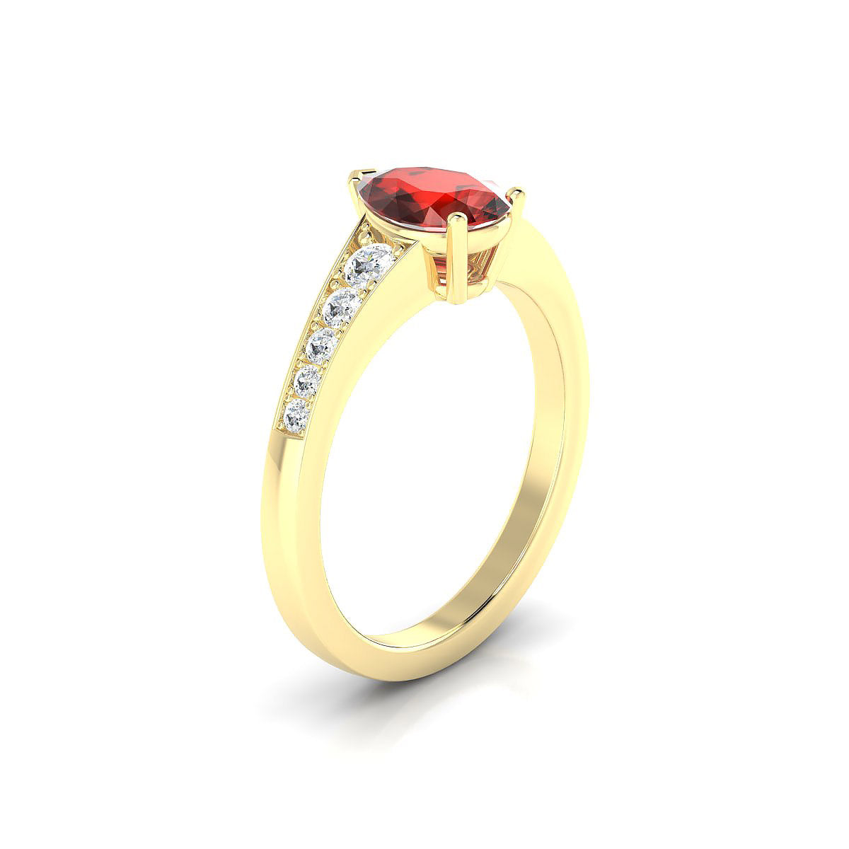 Prosperity | 18k Yellow Gold 8 x 6 mm Pear Garnet Ring