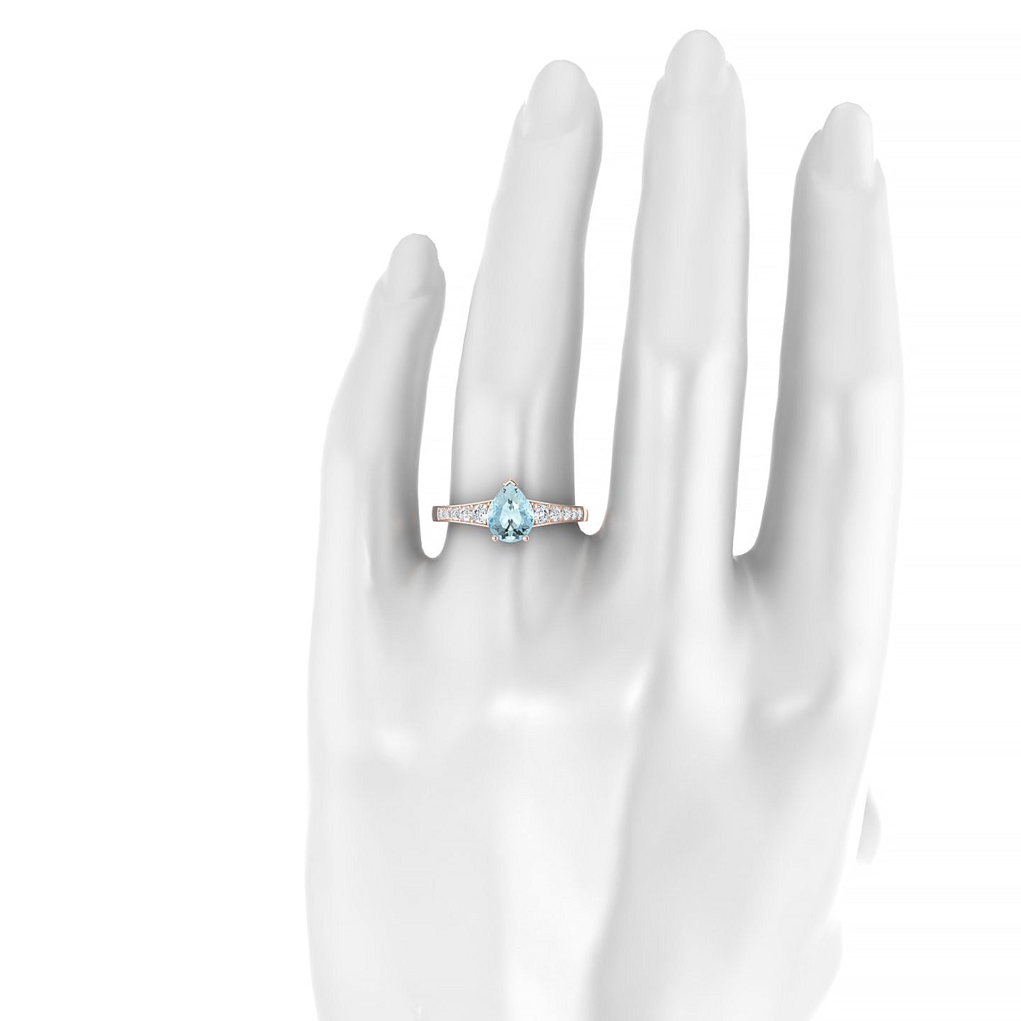 Prosperity | 18k Rose Gold 8 x 6 mm Pear Aquamarine Ring