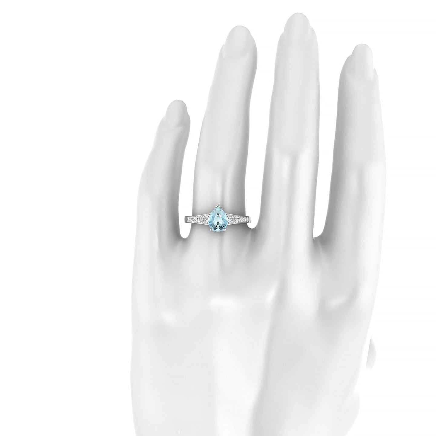 Prosperity | 18k White Gold 8 x 6 mm Pear Aquamarine Ring