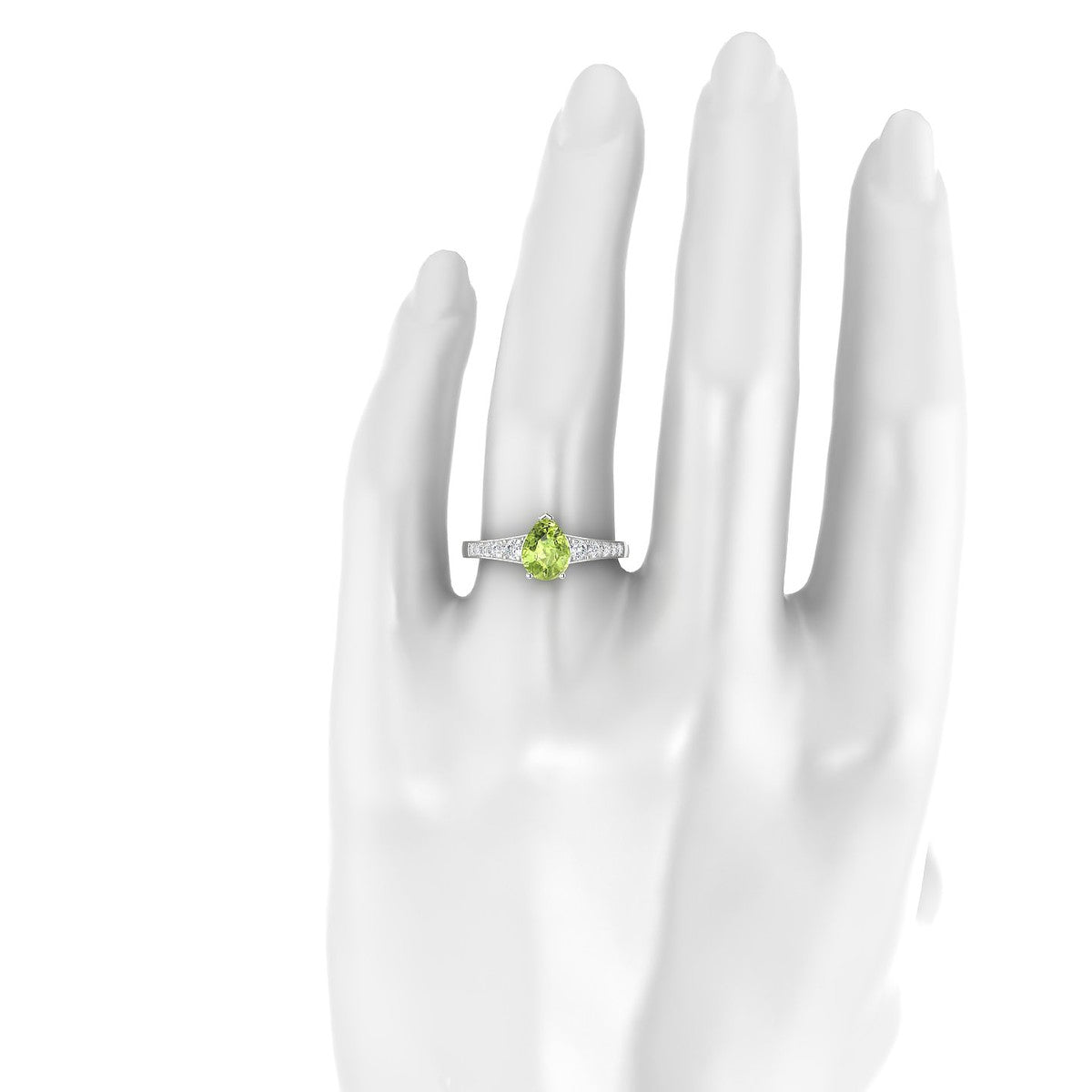 Prosperity | 18k White Gold 8 x 6 mm Pear Peridot Ring