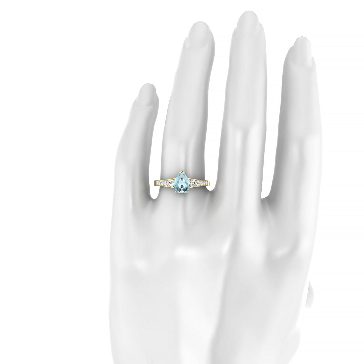 Prosperity | 18k Yellow Gold 8 x 6 mm Pear Aquamarine Ring