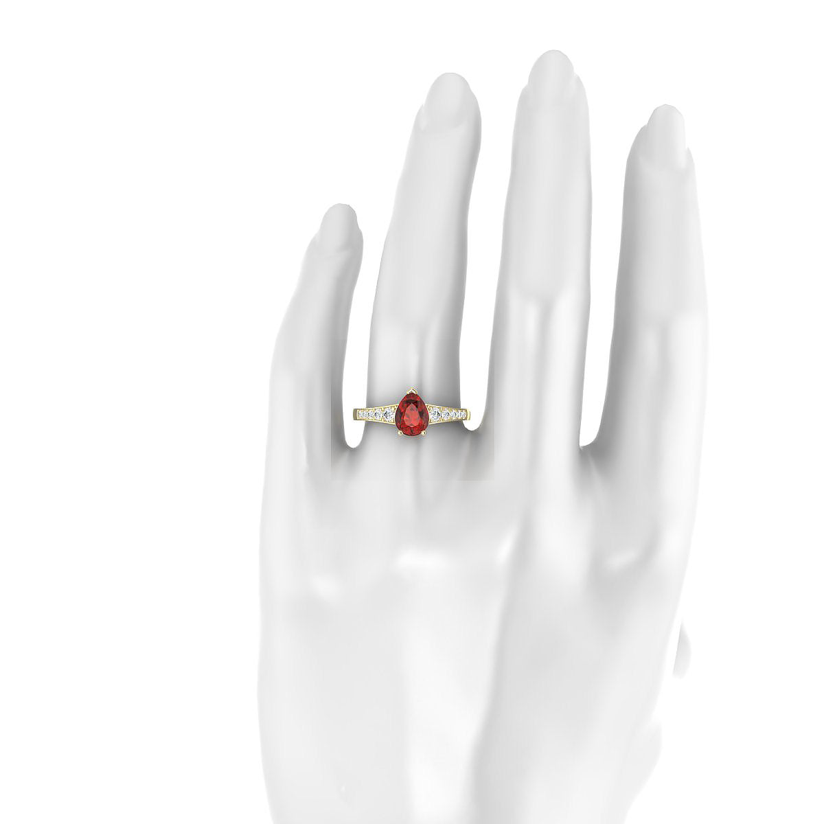 Prosperity | 18k Yellow Gold 8 x 6 mm Pear Garnet Ring