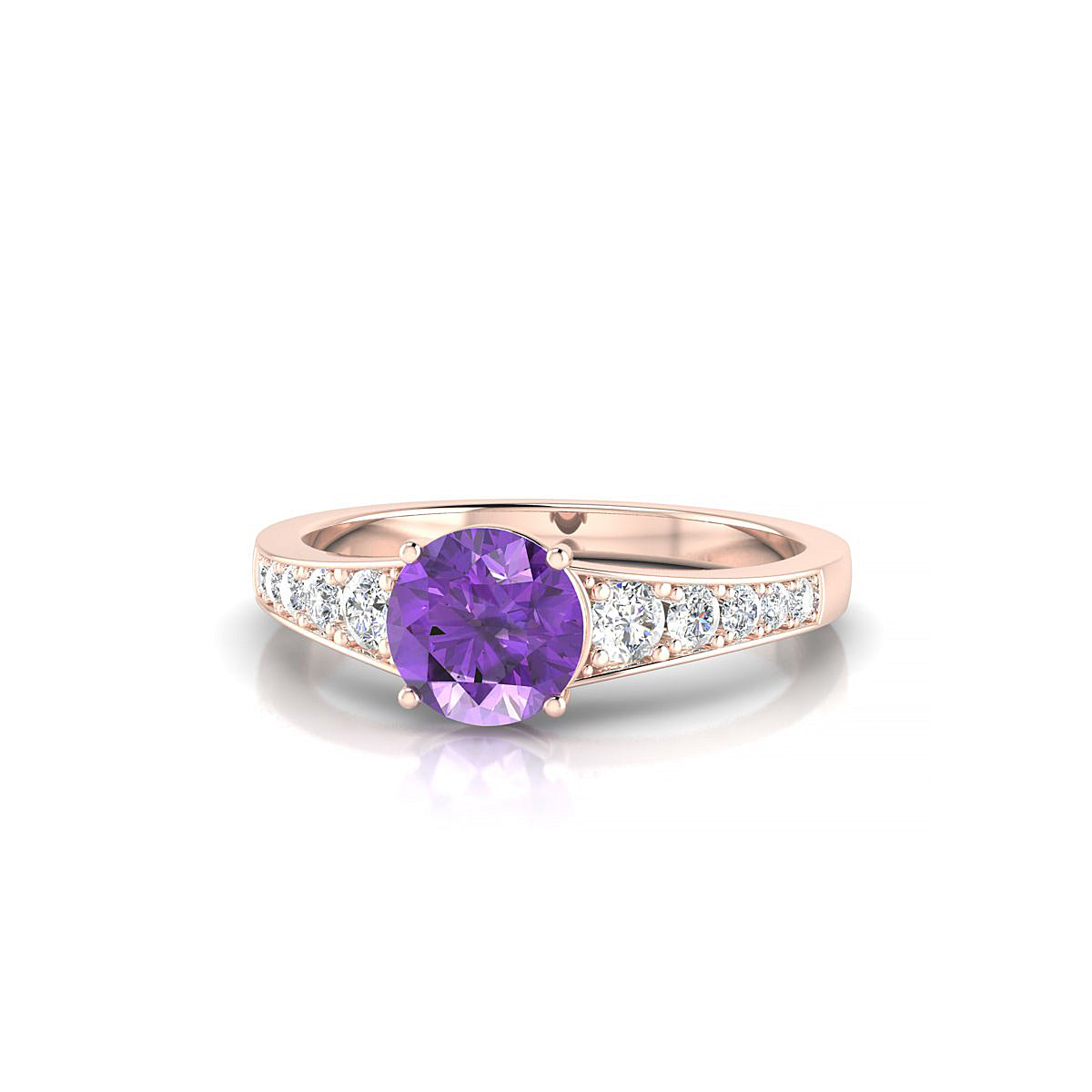 Prosperity | 18k Rose Gold 6 mm Round Amethyst Ring
