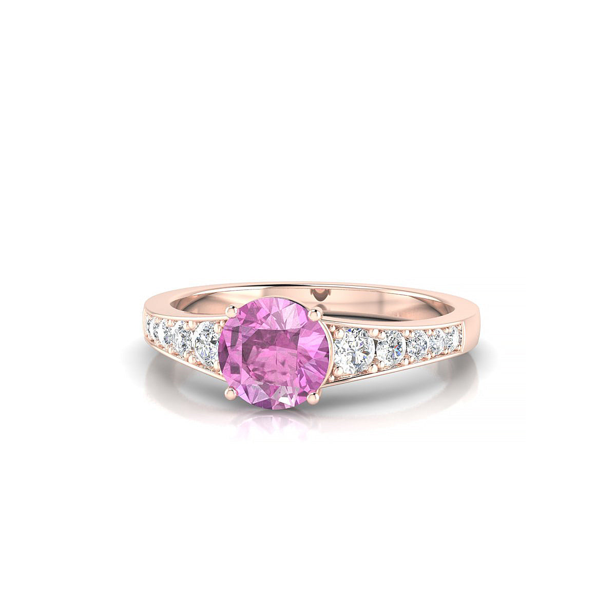 Prosperity | 18k Rose Gold 6 mm Round Pink Sapphire Ring