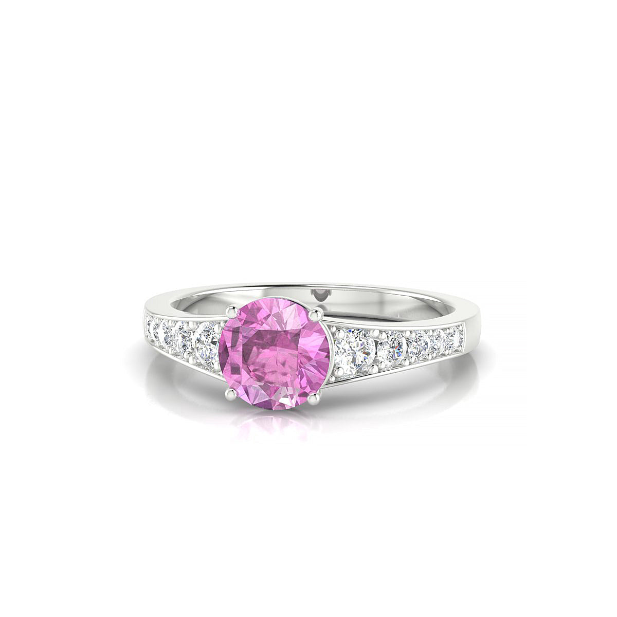 Prosperity | 18k White Gold 6 mm Round Pink Sapphire Ring