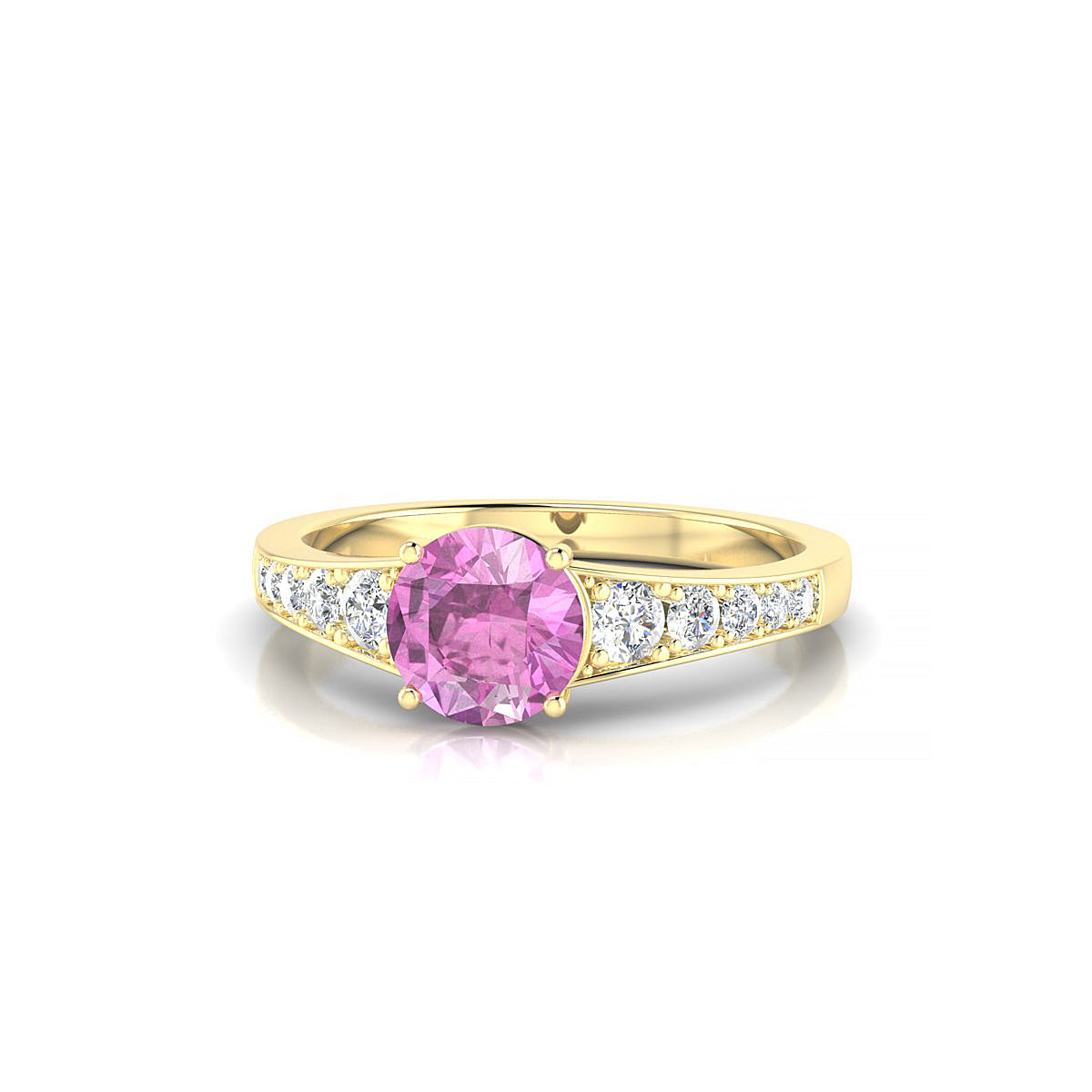 Prosperity | 18k Yellow Gold 6 mm Round Pink Sapphire Ring
