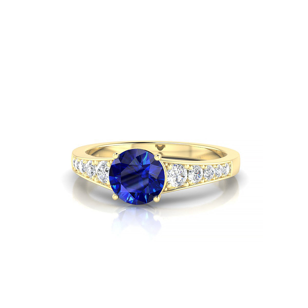 Prosperity | 18k Yellow Gold 6 mm Round Sapphire Ring