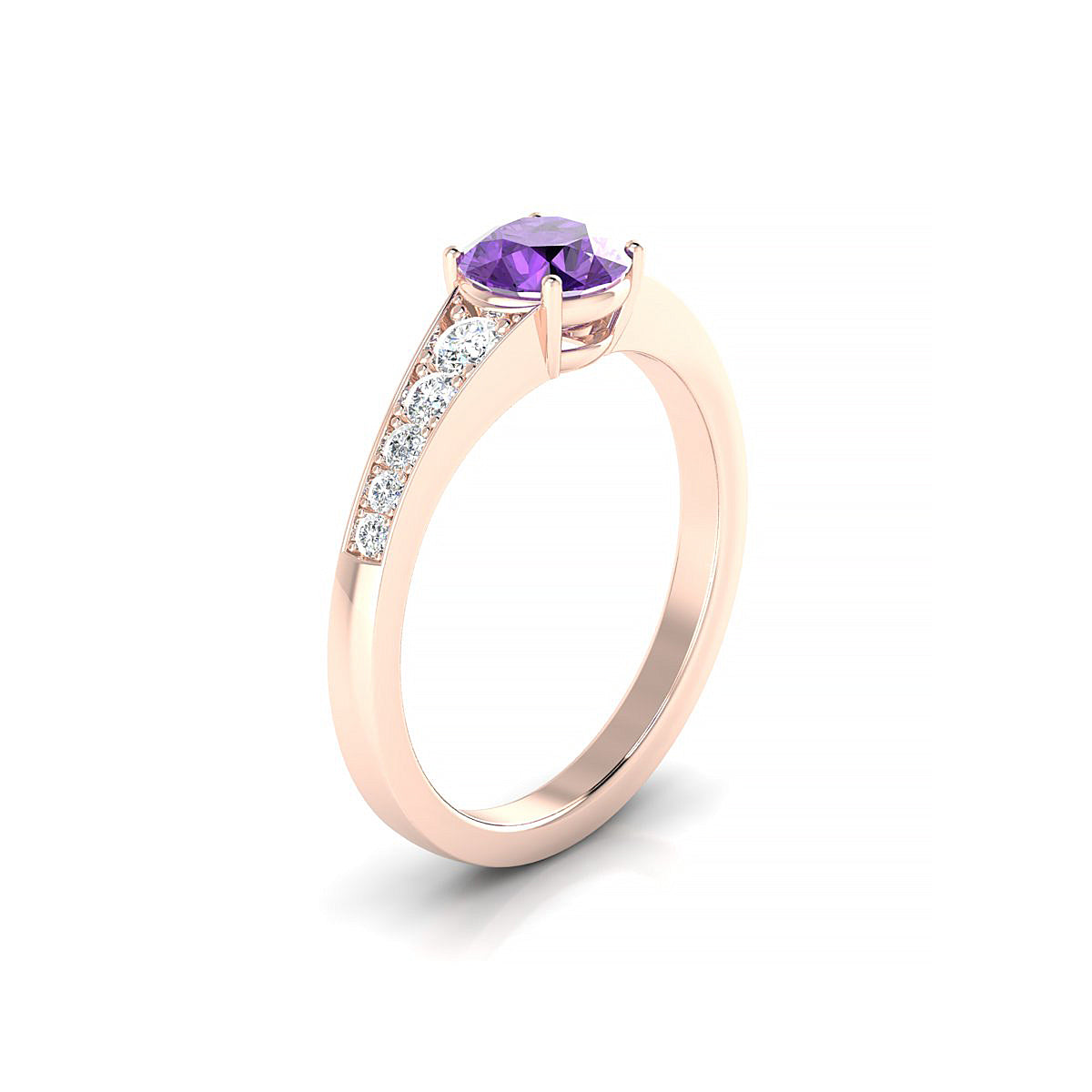 Prosperity | 18k Rose Gold 6 mm Round Amethyst Ring